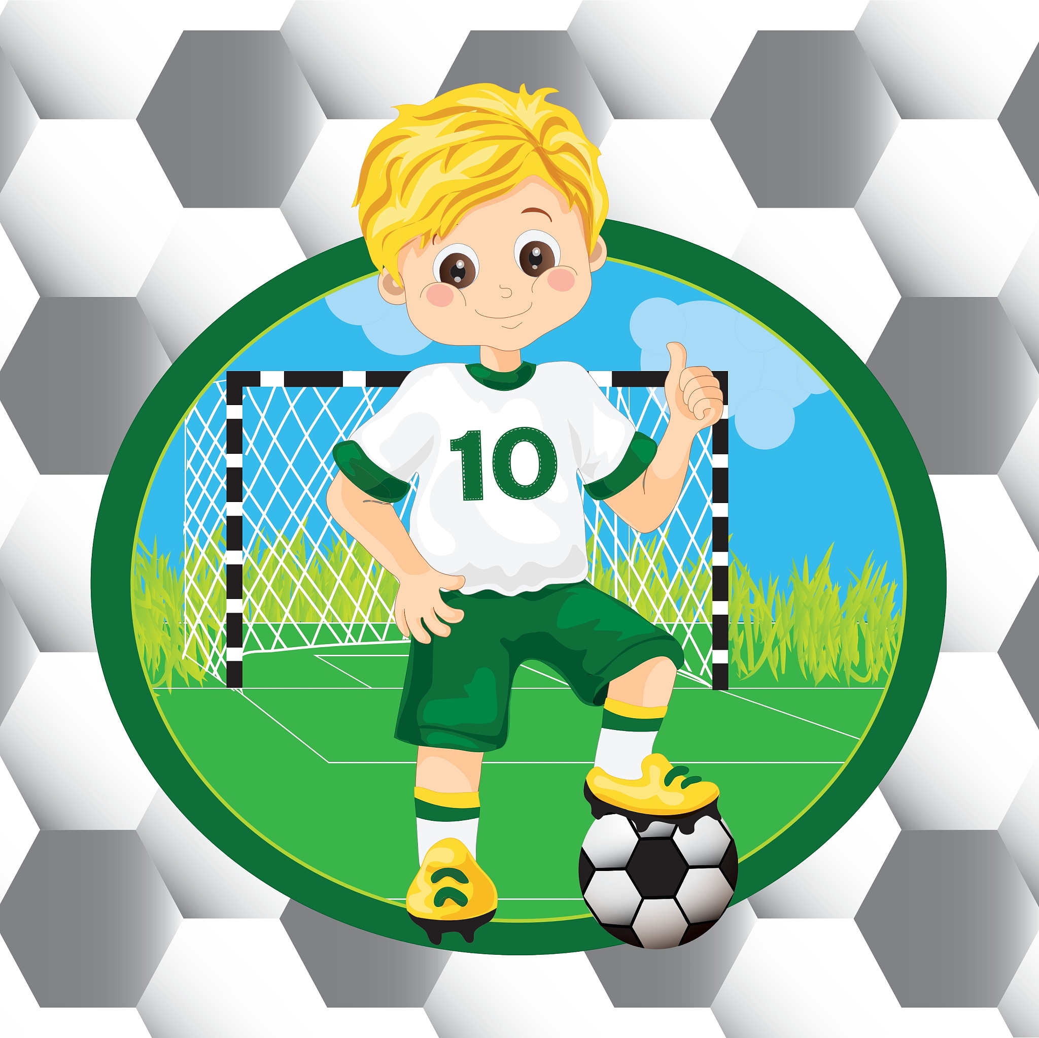 boy soccer player on the background