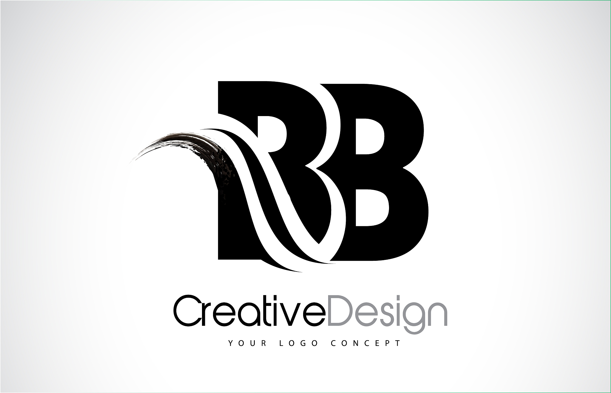 bb b b creative brush black letters design with