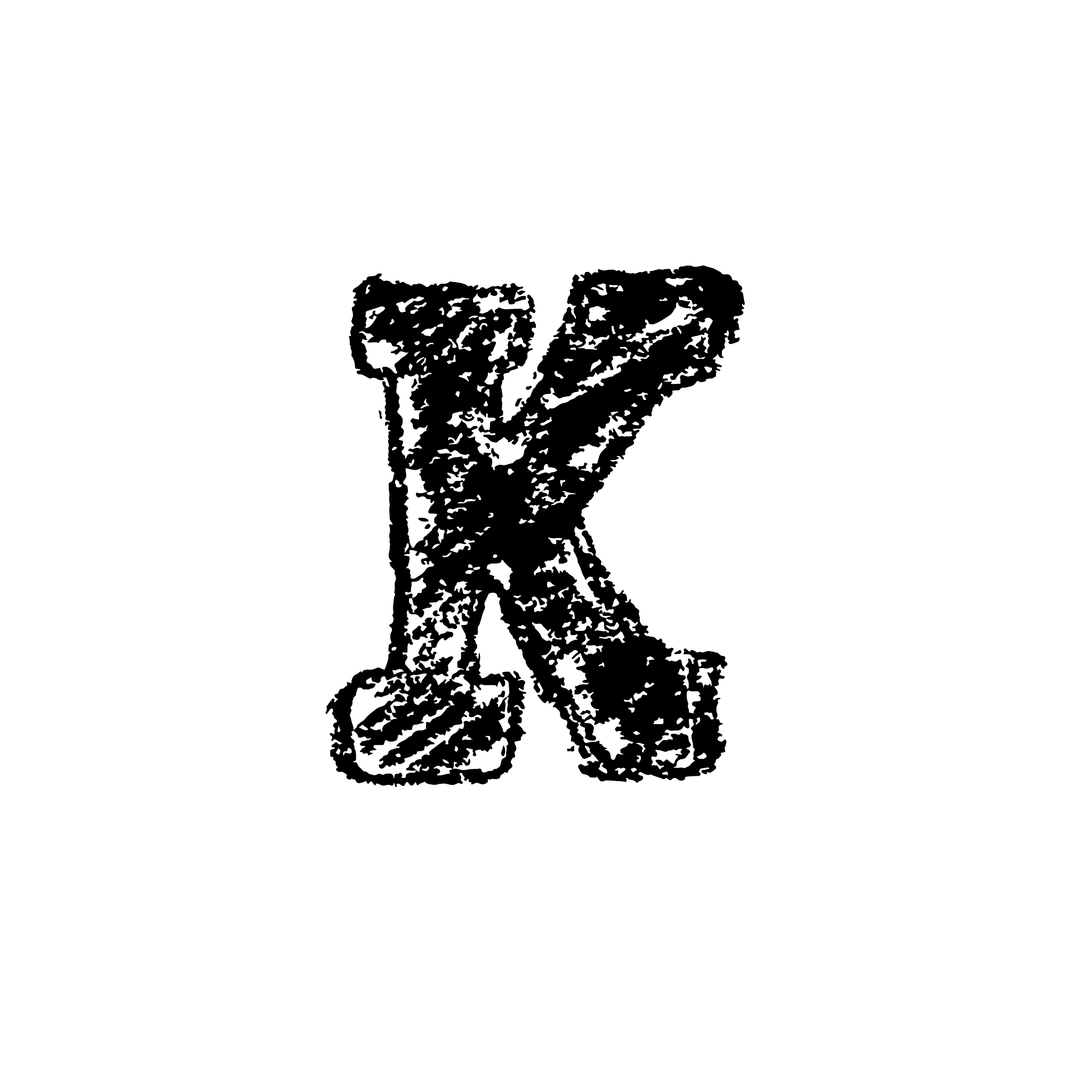 letter k handwritten chalk bold font