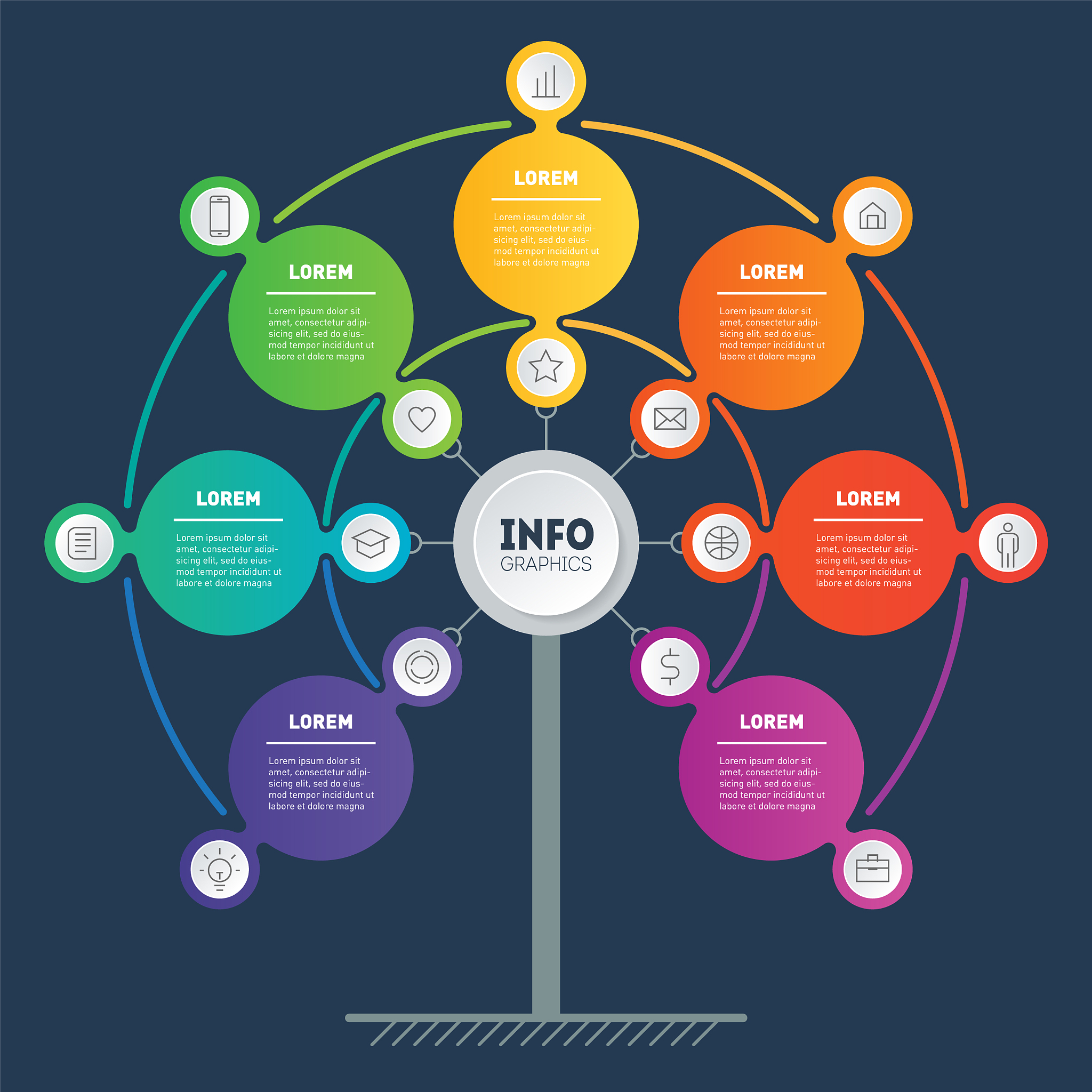 business presentation concept with seven options