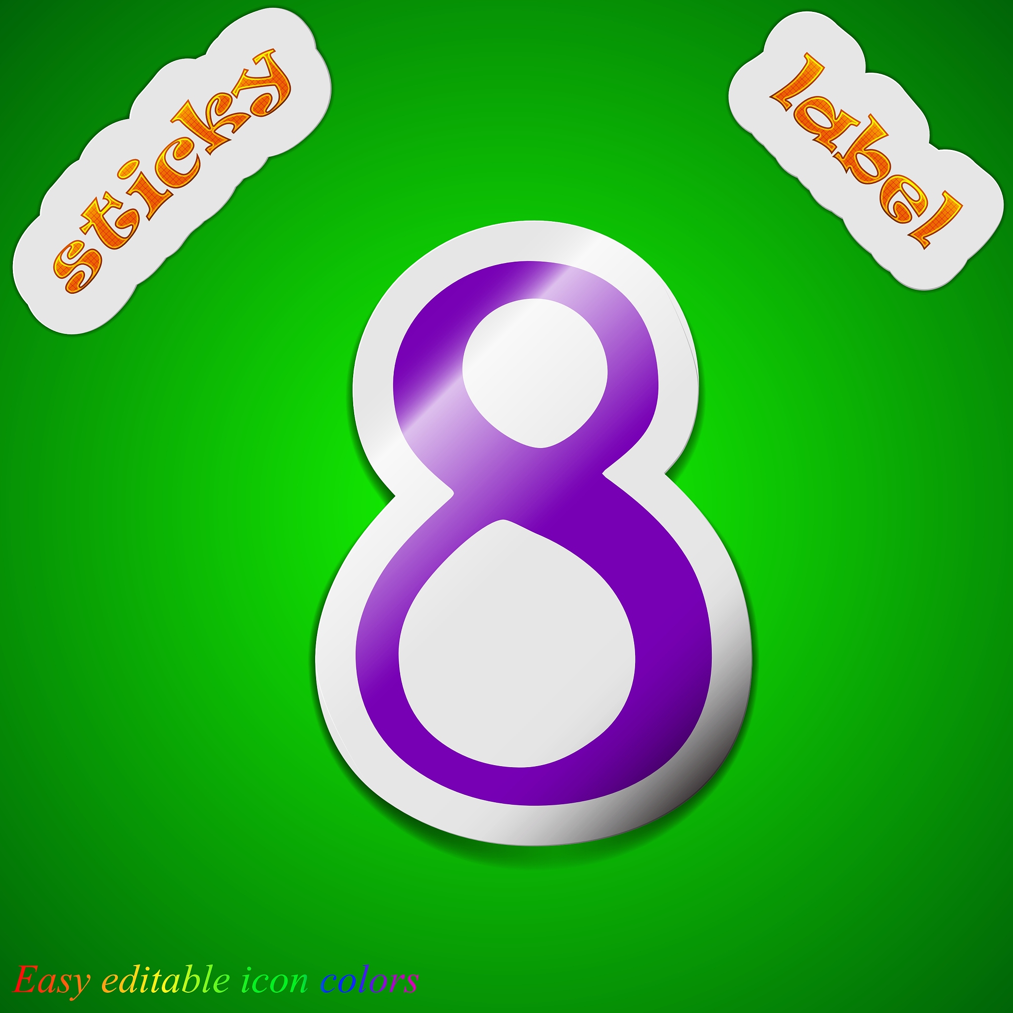 number eight icon sign symbol chic colored sticky