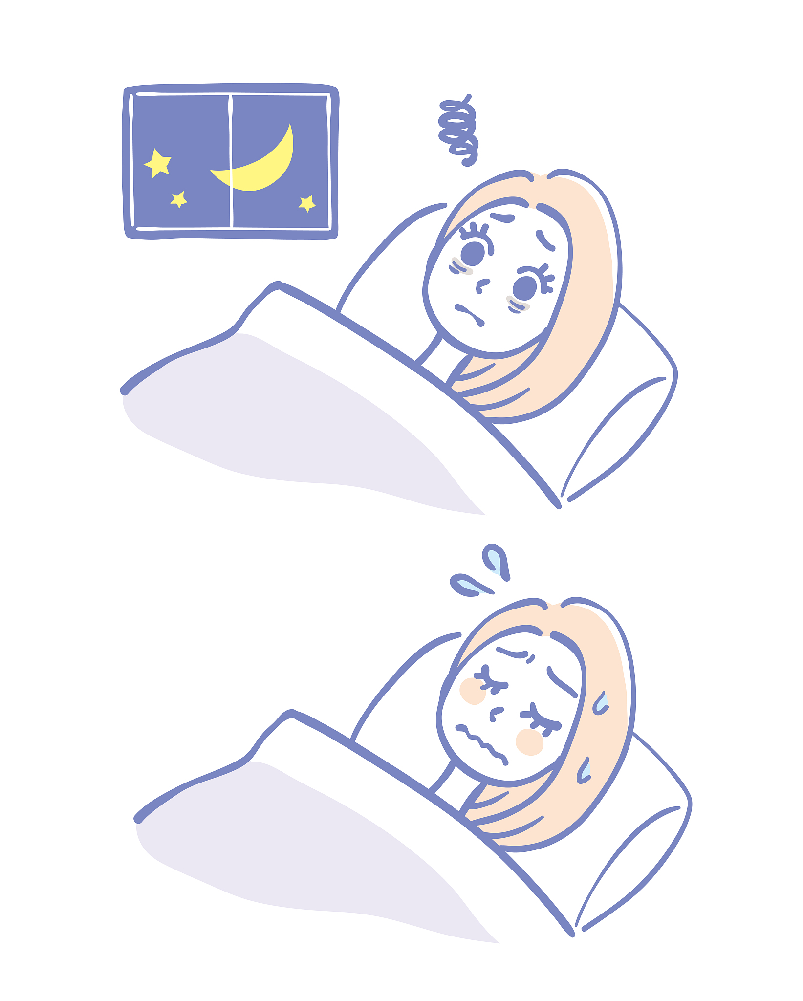 illustration of a woman who is difficult to sleep