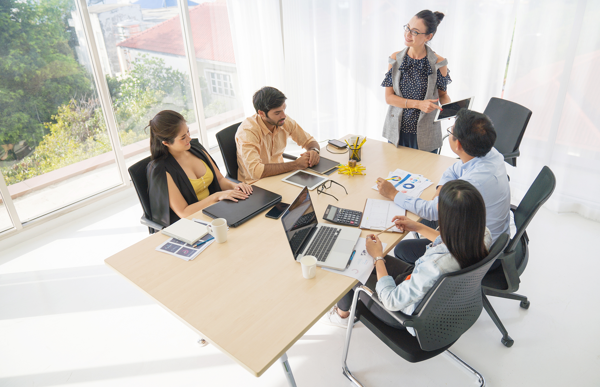 large group of financial advisor business sale team people and h