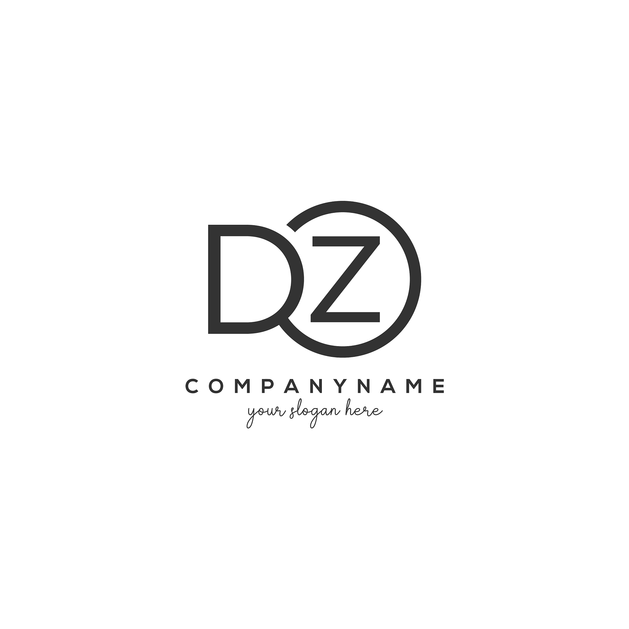 initial dz letter logo with circle template
