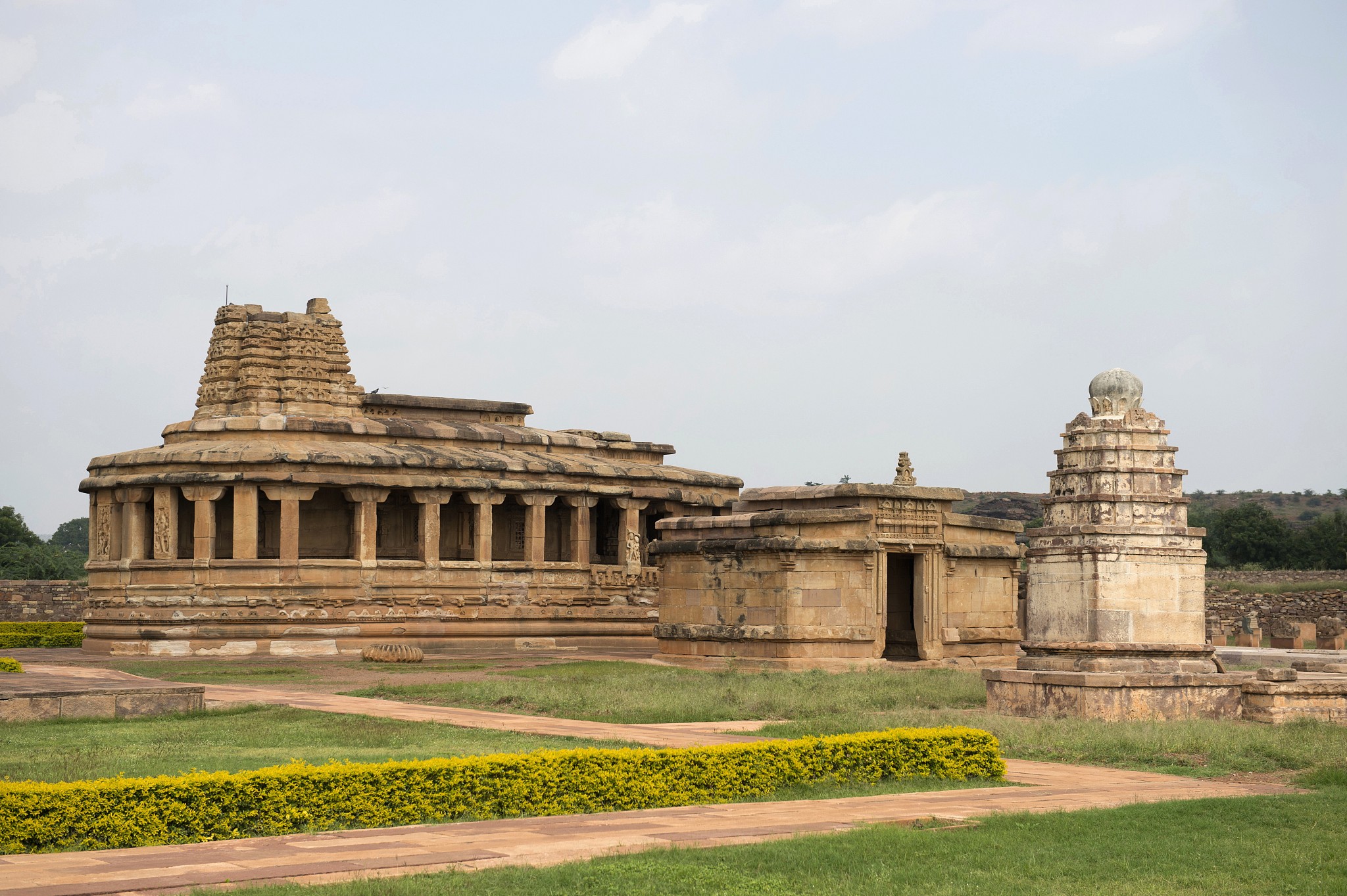 durga temple is apsidal like a buddhist chaitya. aihole, karnata