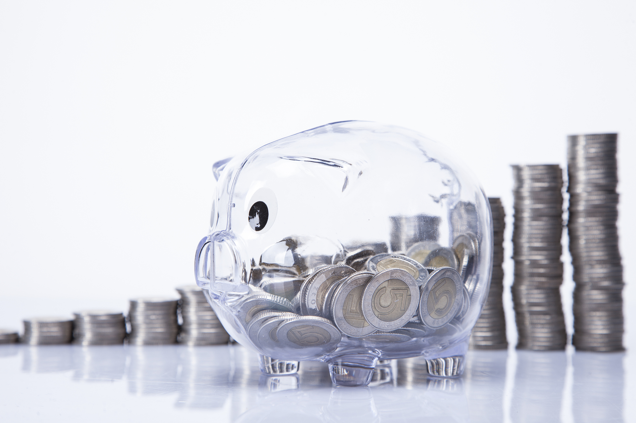 savings in piggy bank! a lot of money!