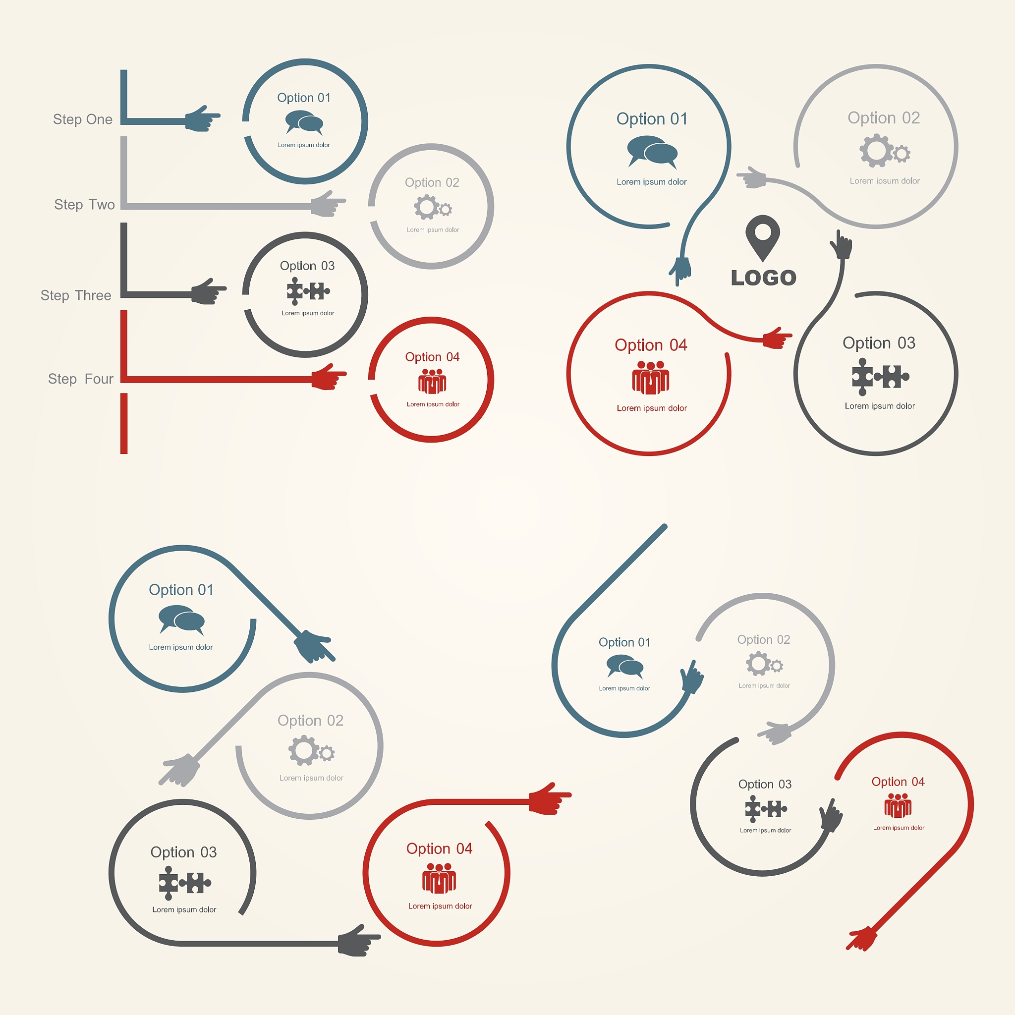 set of infographics report template layout
