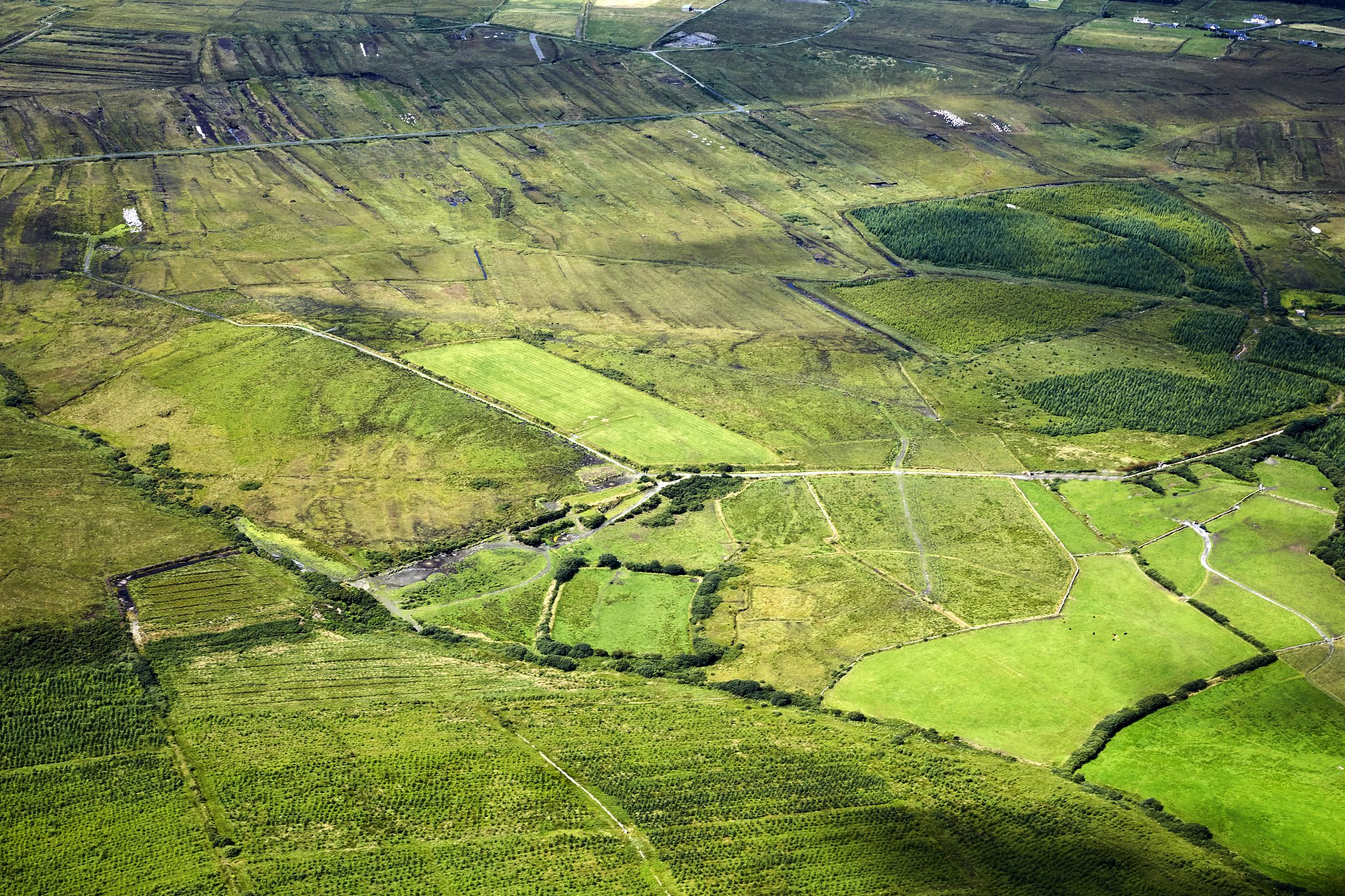 aerial view of farmland in county clare, ireland