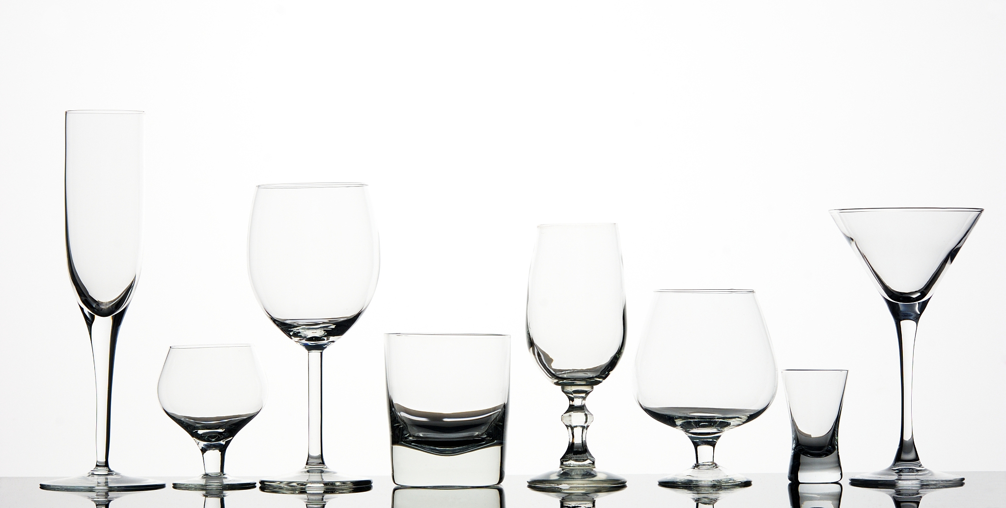 eight different glasses