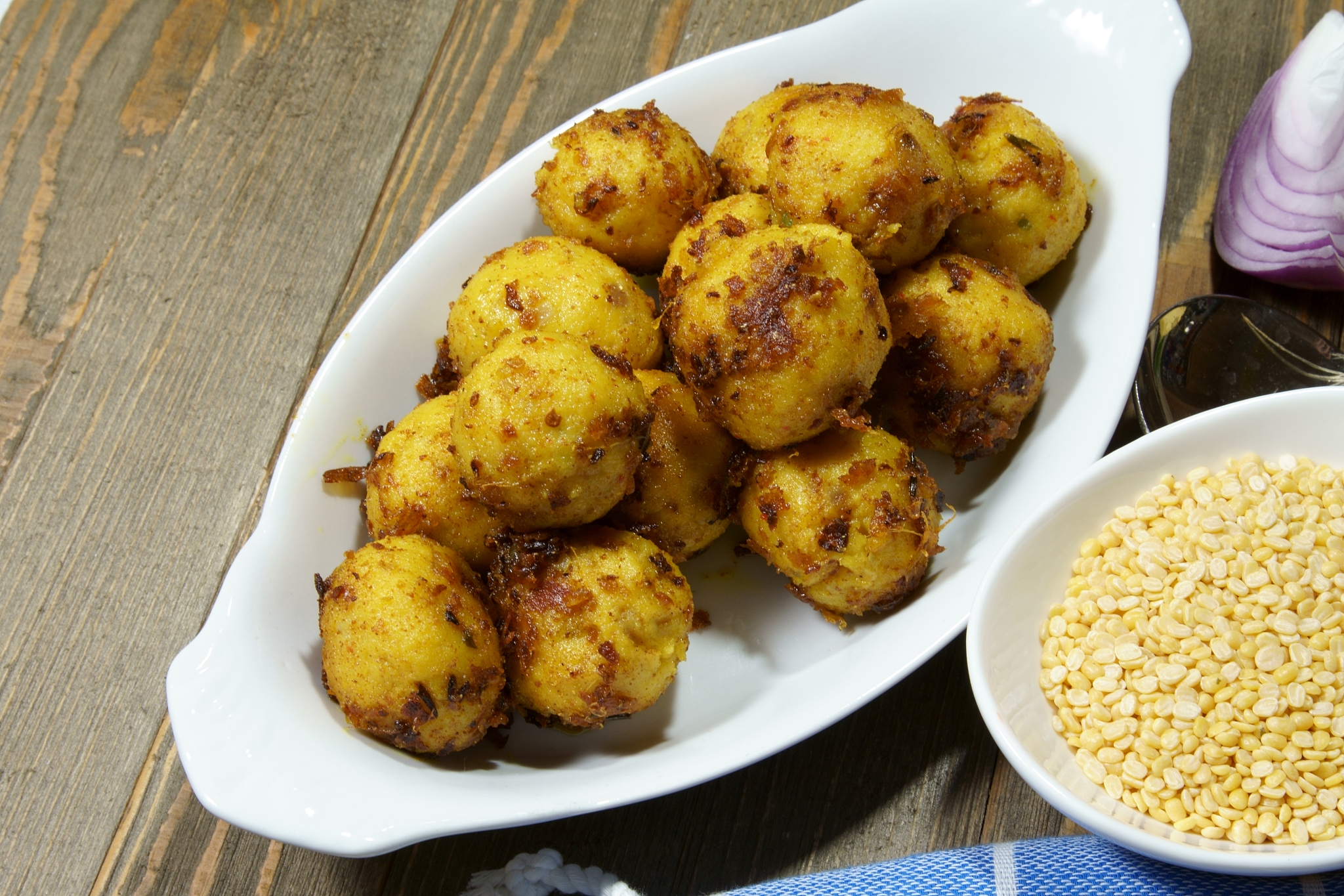 gluten free moong daal goli or mung lentil spicy balls