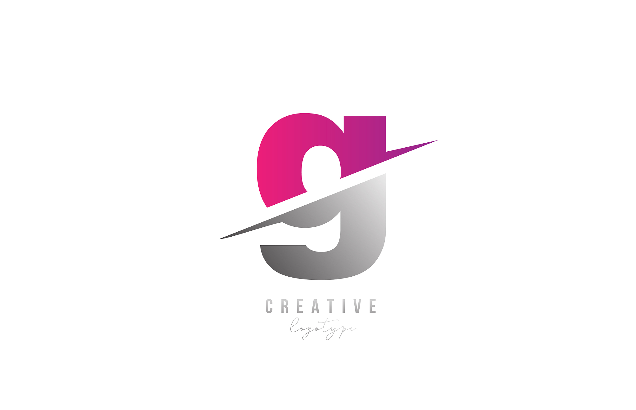 g pink and grey letter logo alphabet icon design