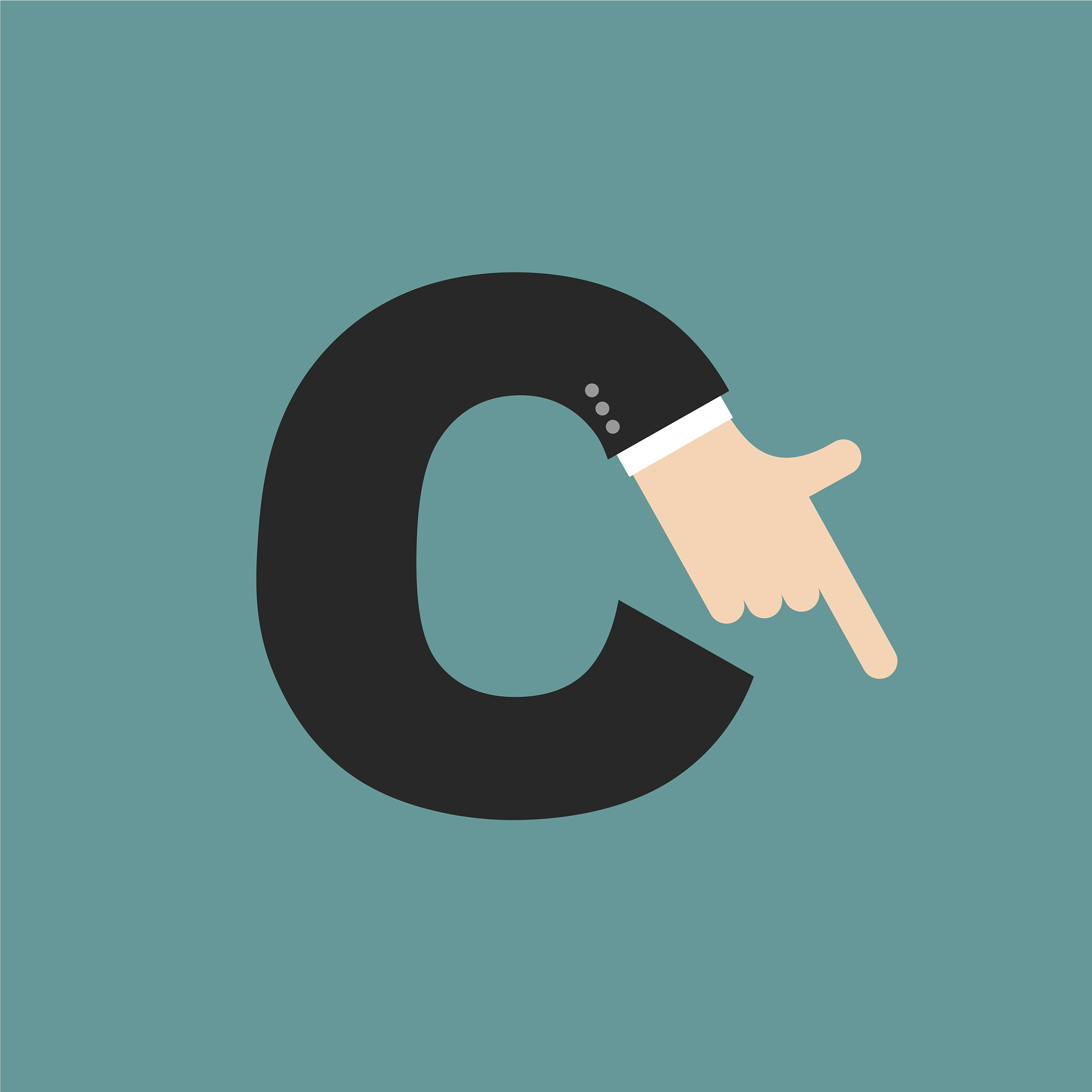 c letter businessman hand font it shows finger