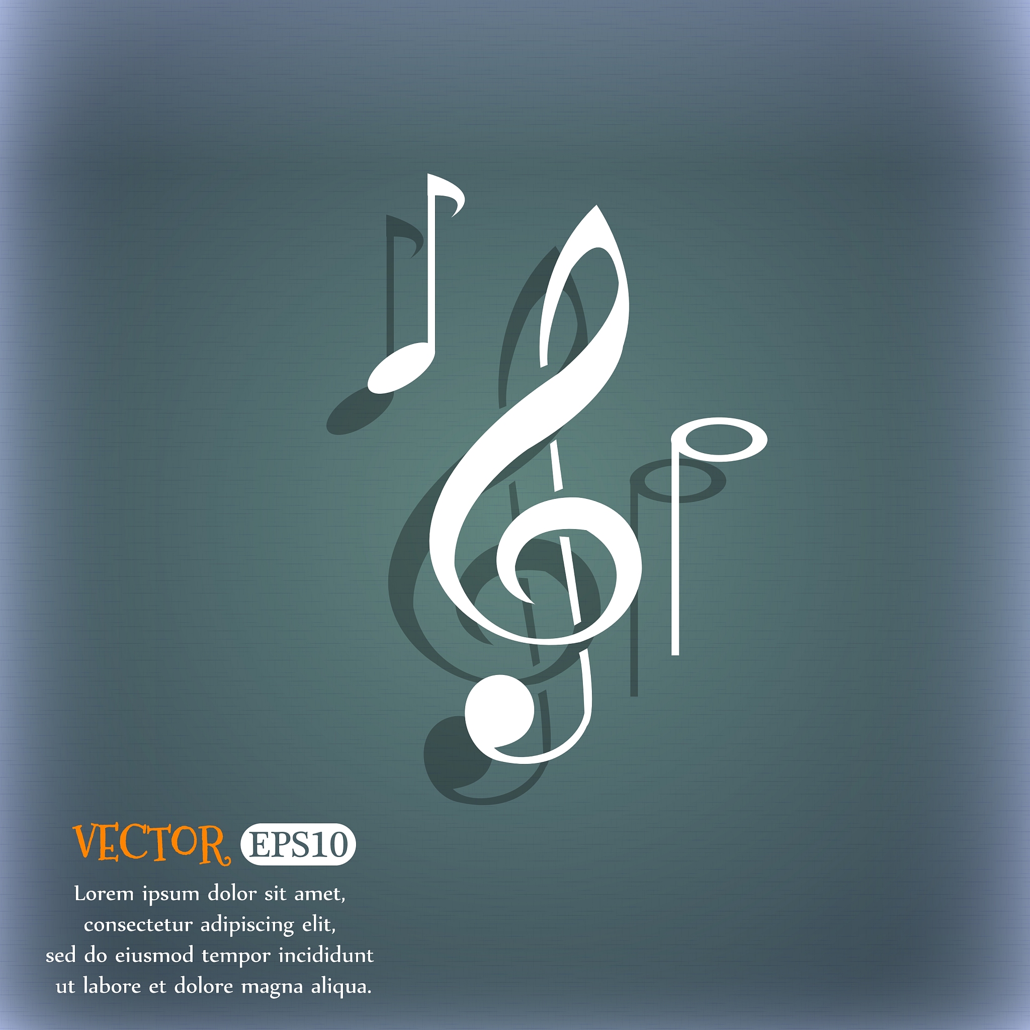 musical notes icon on the blue-green abstract