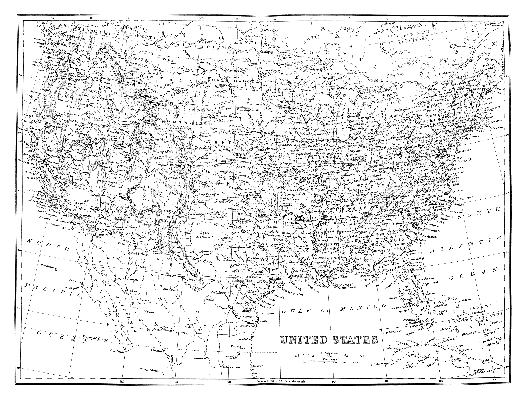 old map of  united states, published 1894.