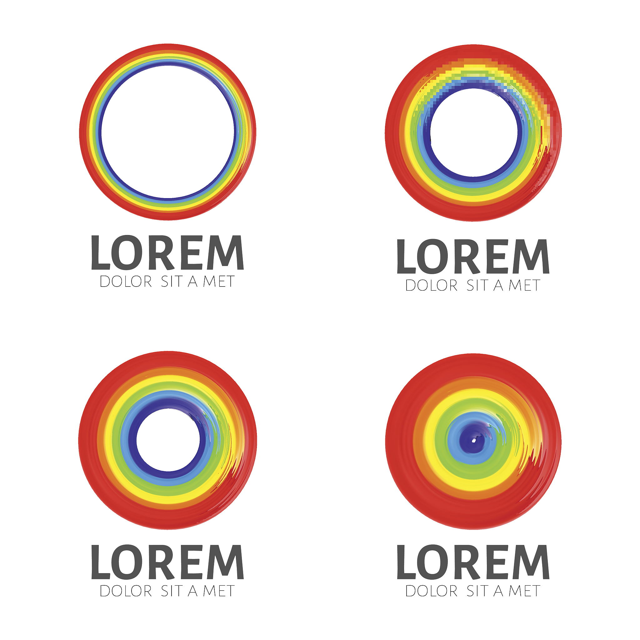four round rainbows icons