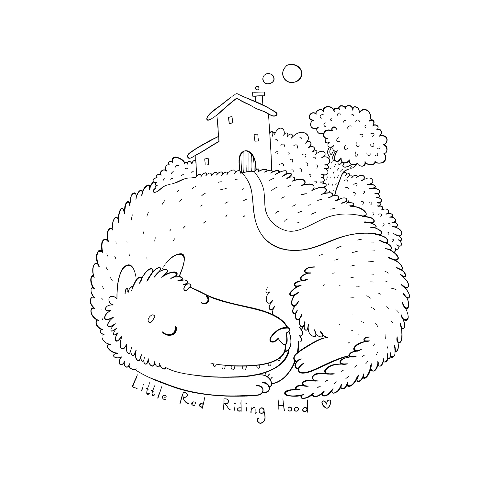 cartoon cute wolf isolated object on white