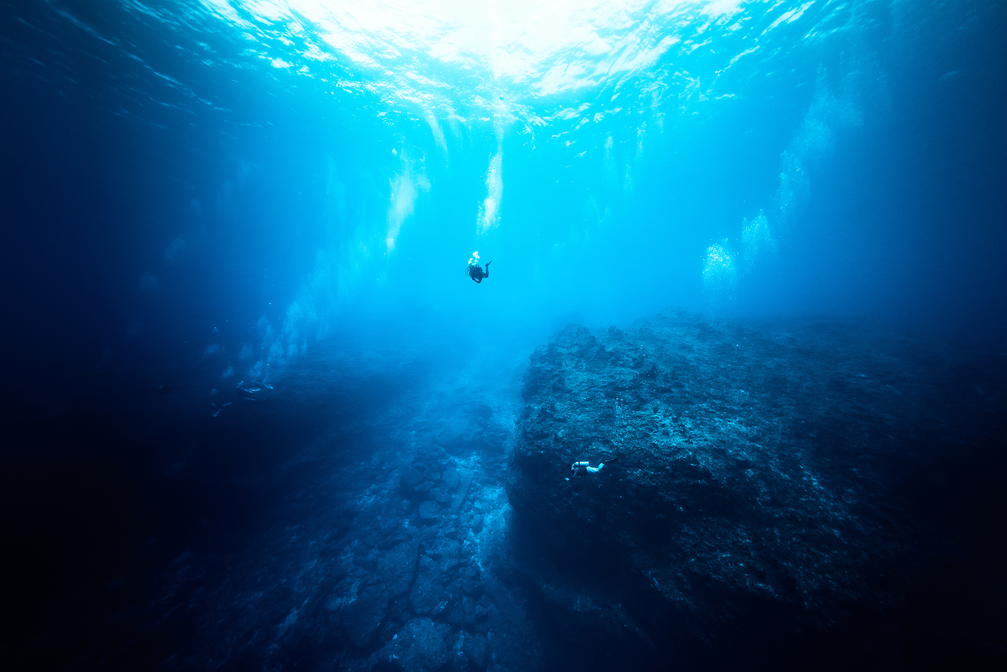 person swimming in sea