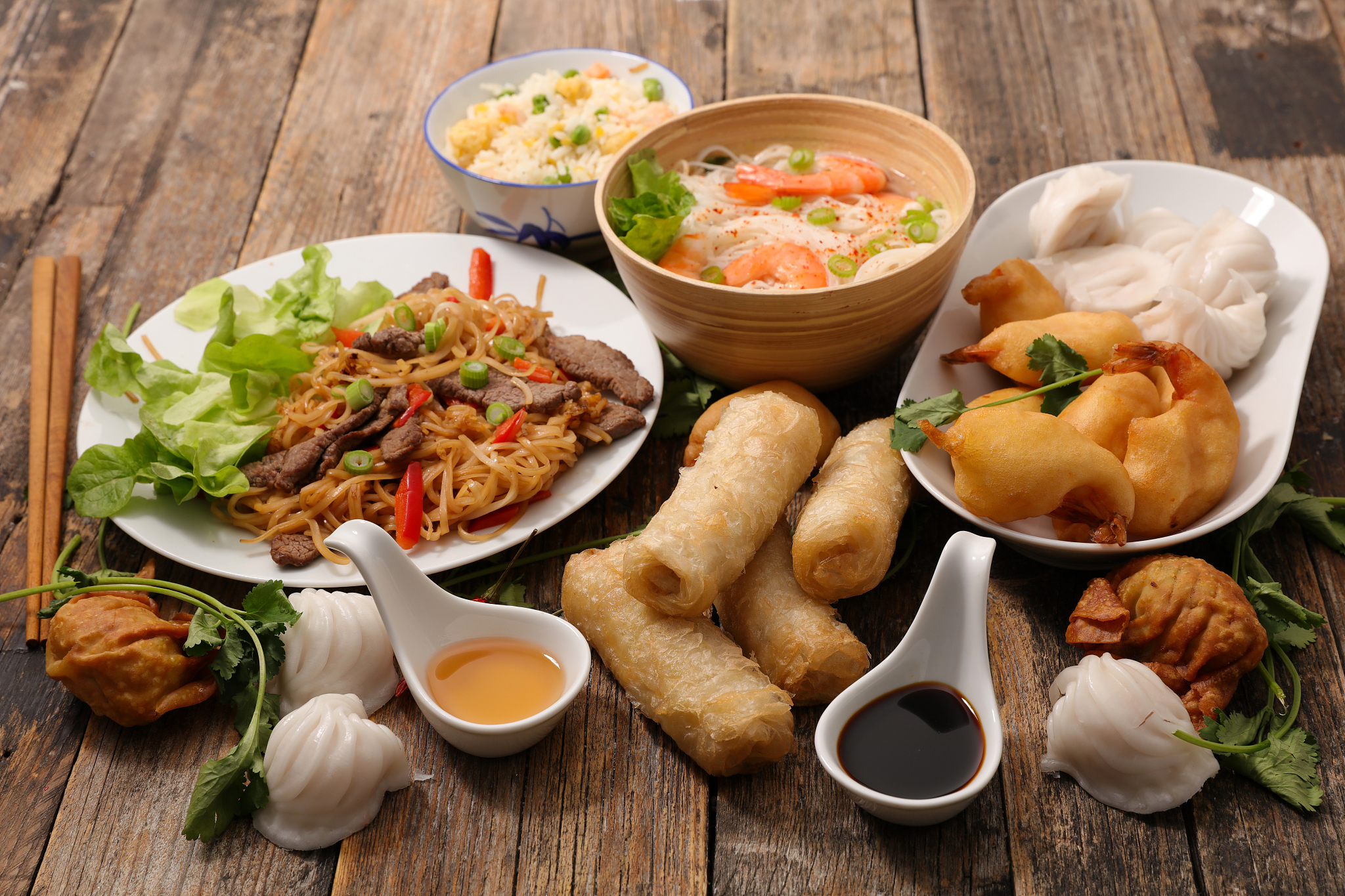 assorted asian food