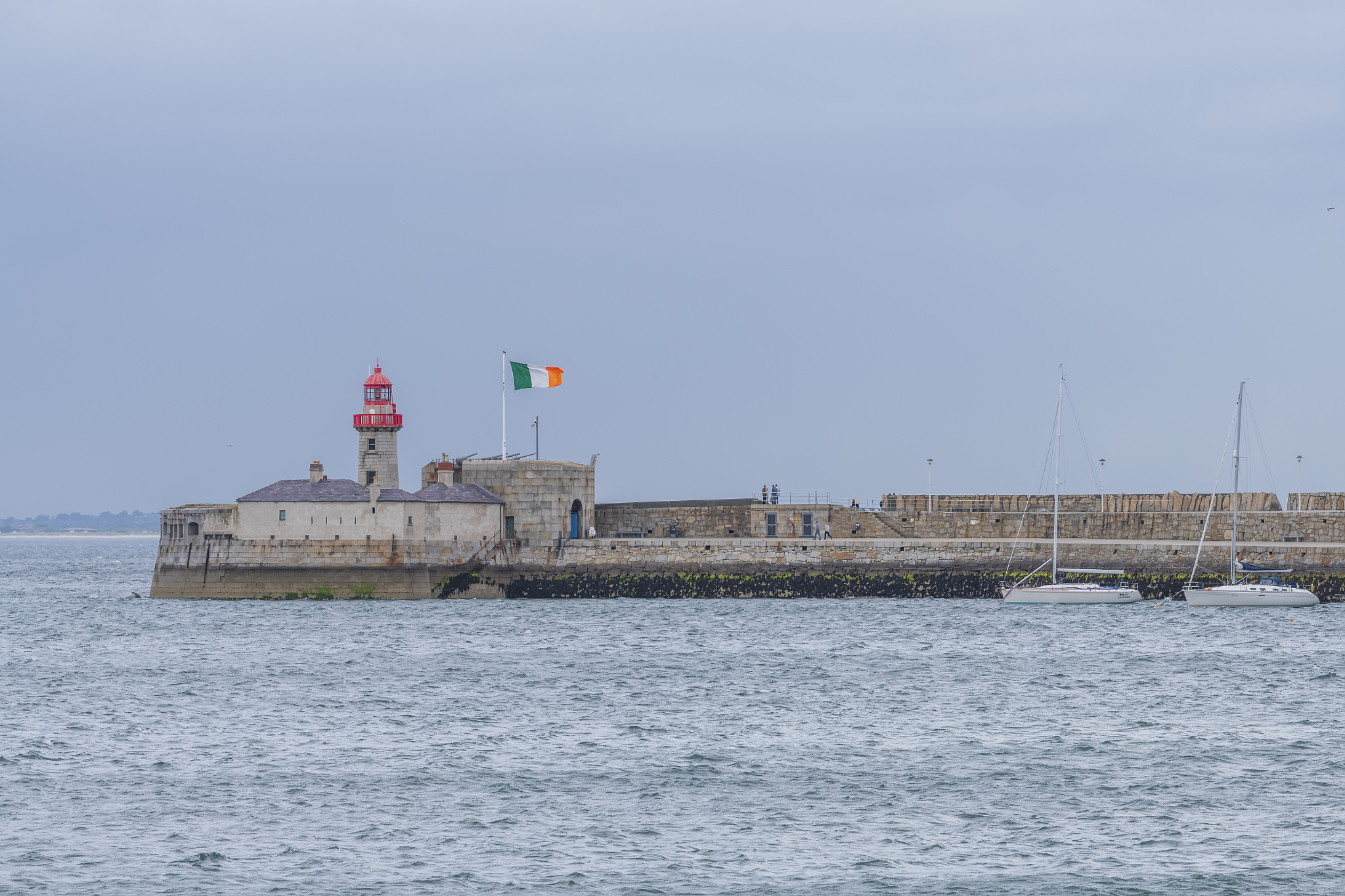 aerial view of sailing boats, ships and yachts in dun laoghaire 