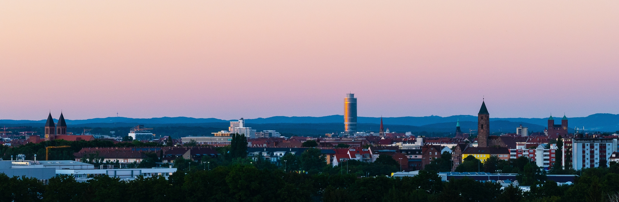 city panorama of nuremberg evening