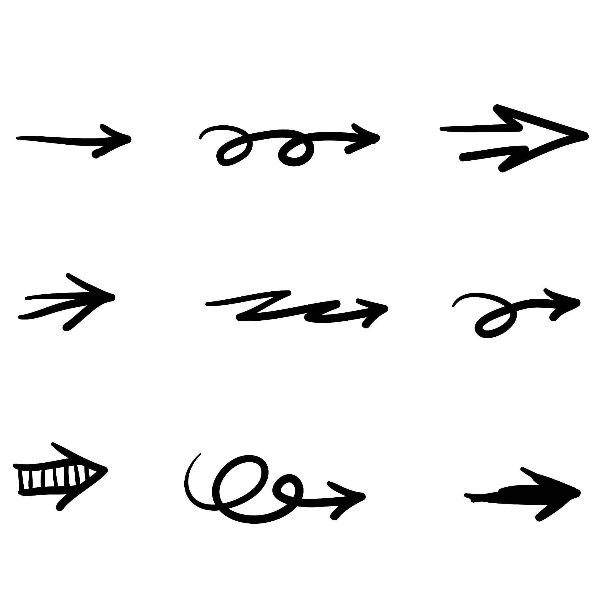 set of hand drawn vector arrows on white background. scribble ar