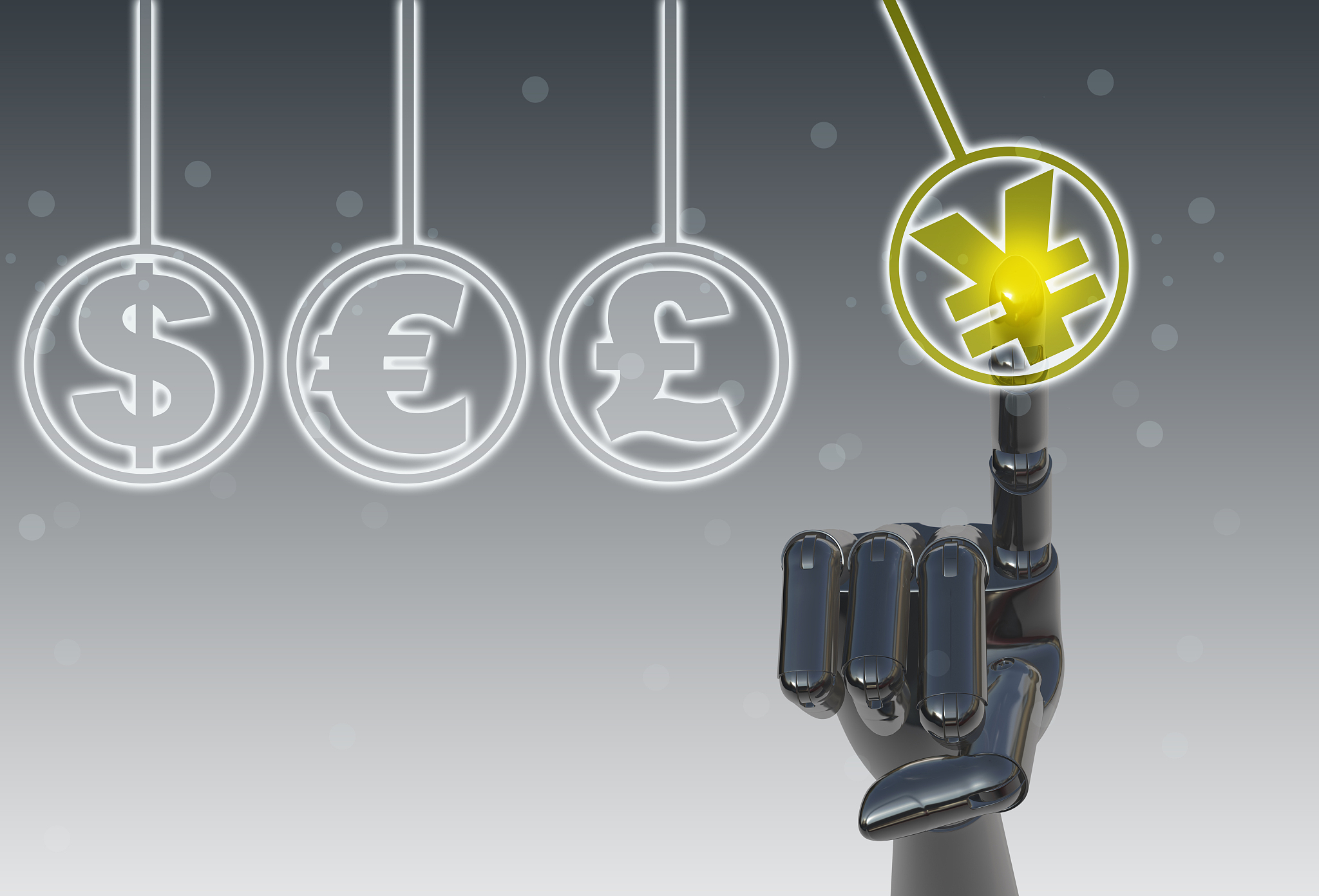 pendulum yen sign on touch screen