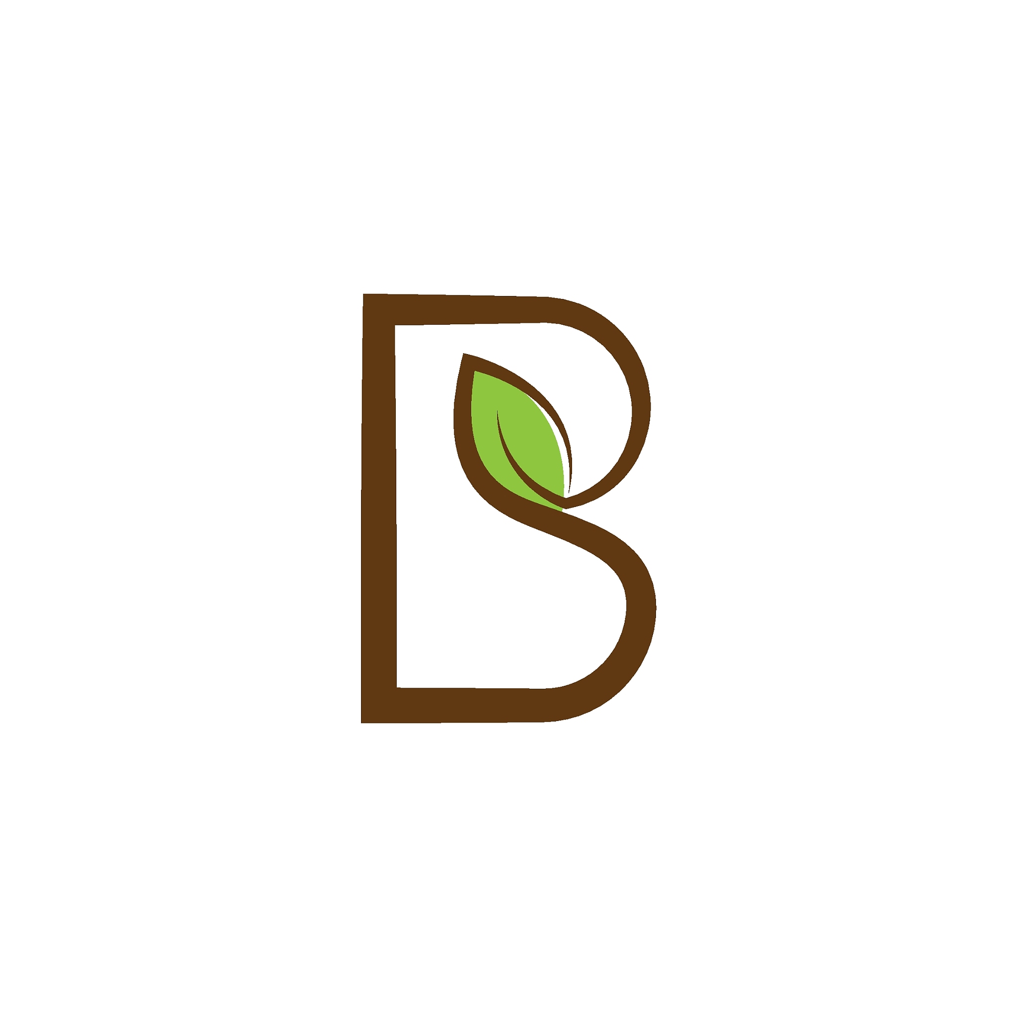 b letter initial with green leaf