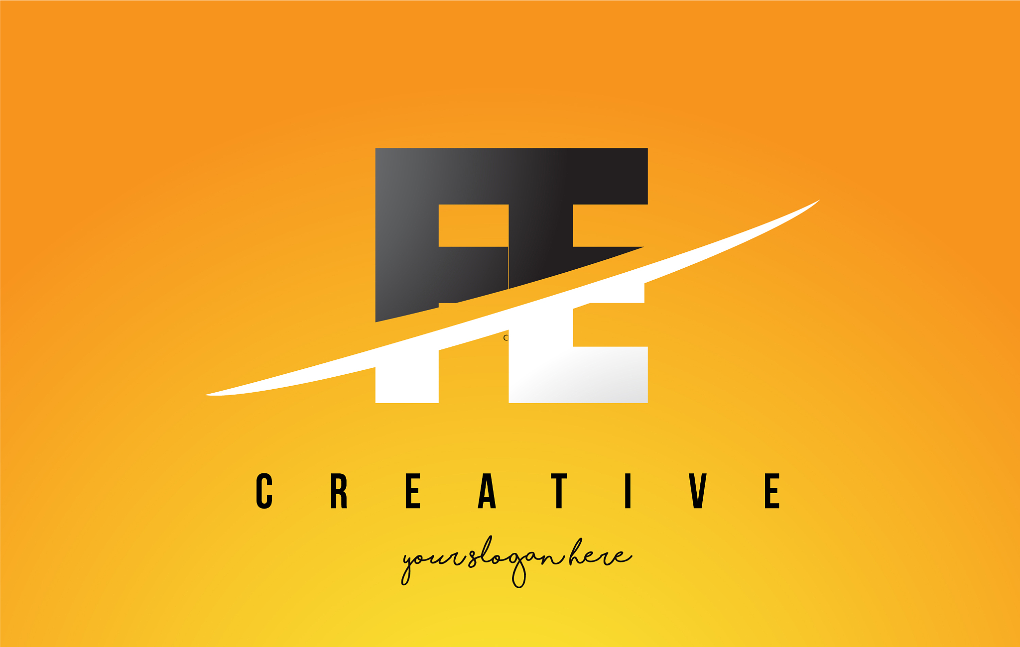 fe f e letter modern logo design with yellow