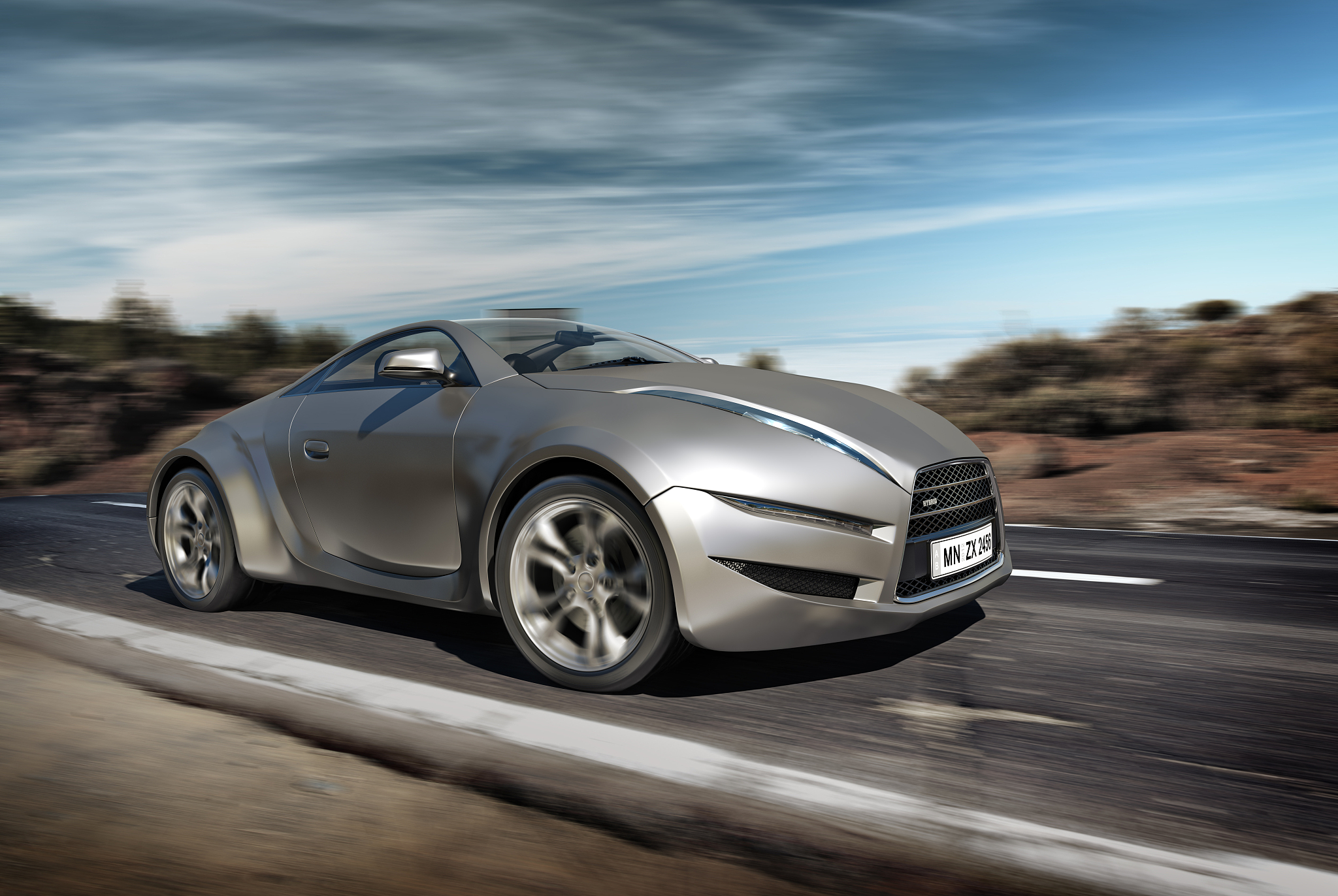 sports car moving on the road