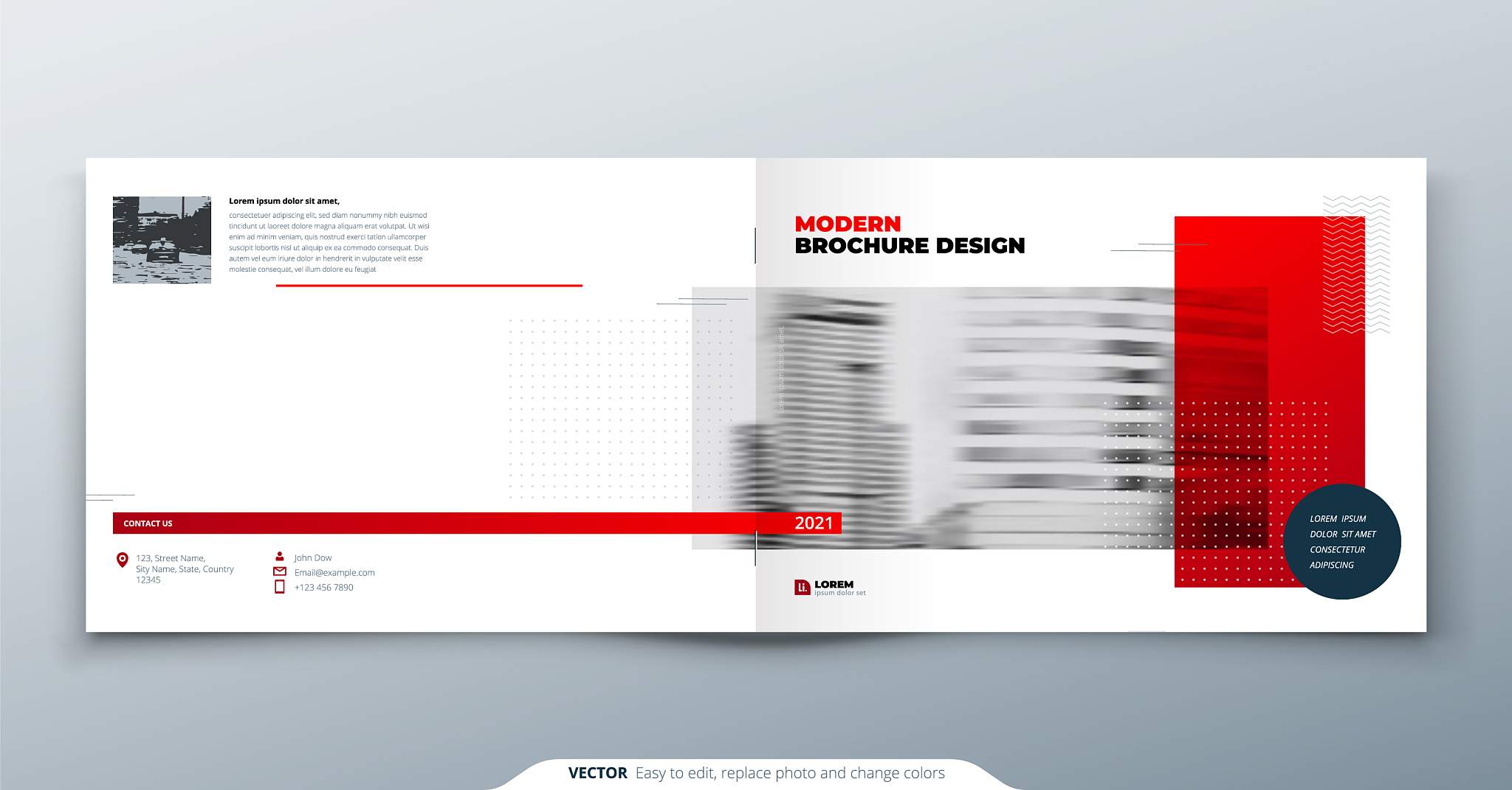 landscape brochure design red corporate business