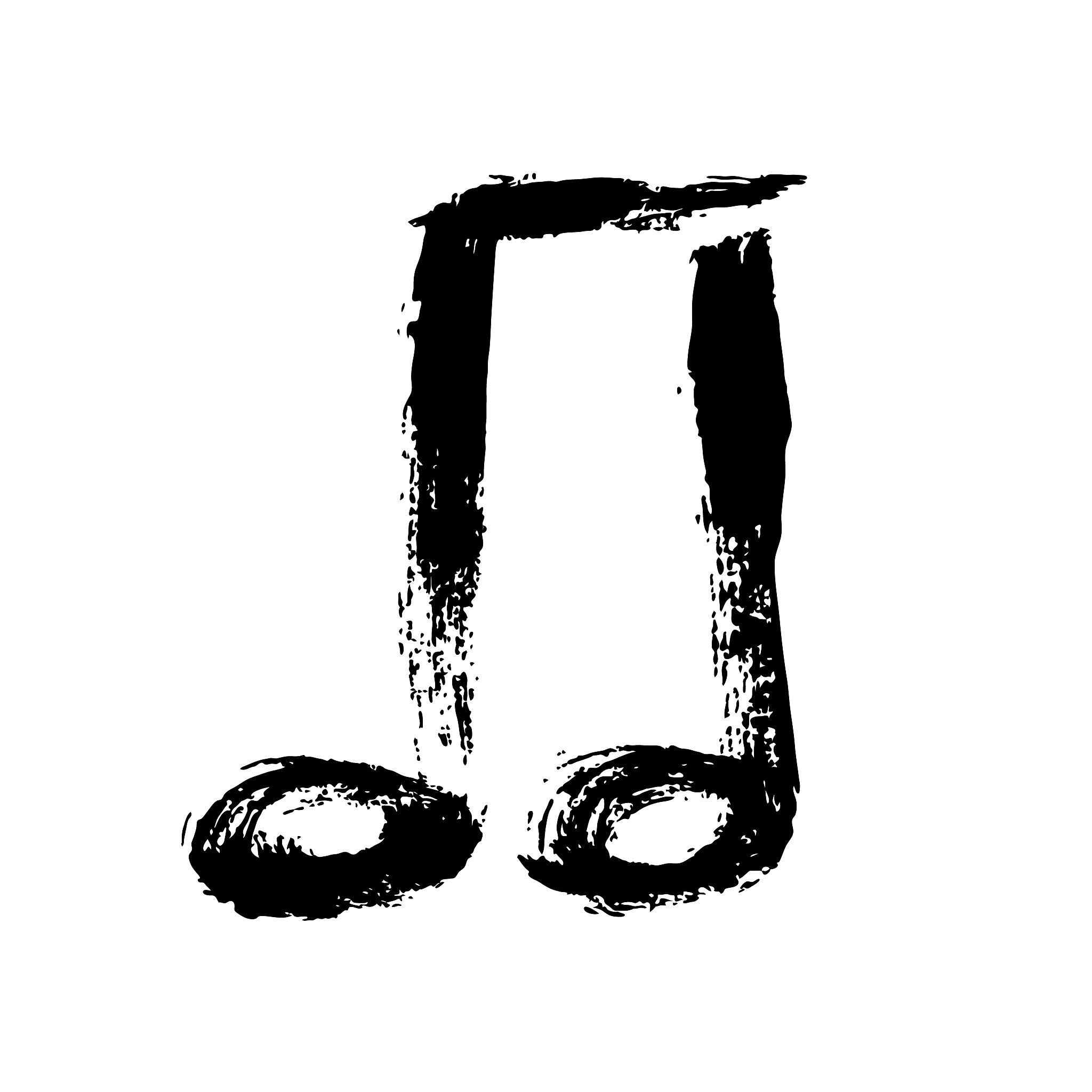 black grunge brush stroke musical notes