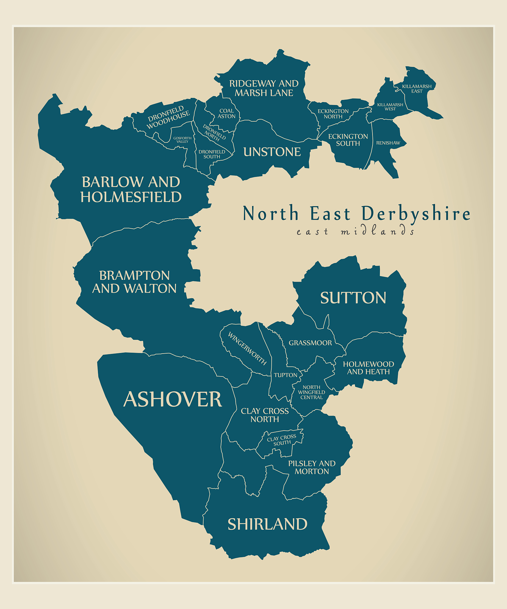 wards map of north east derbyshire district in east midlands eng