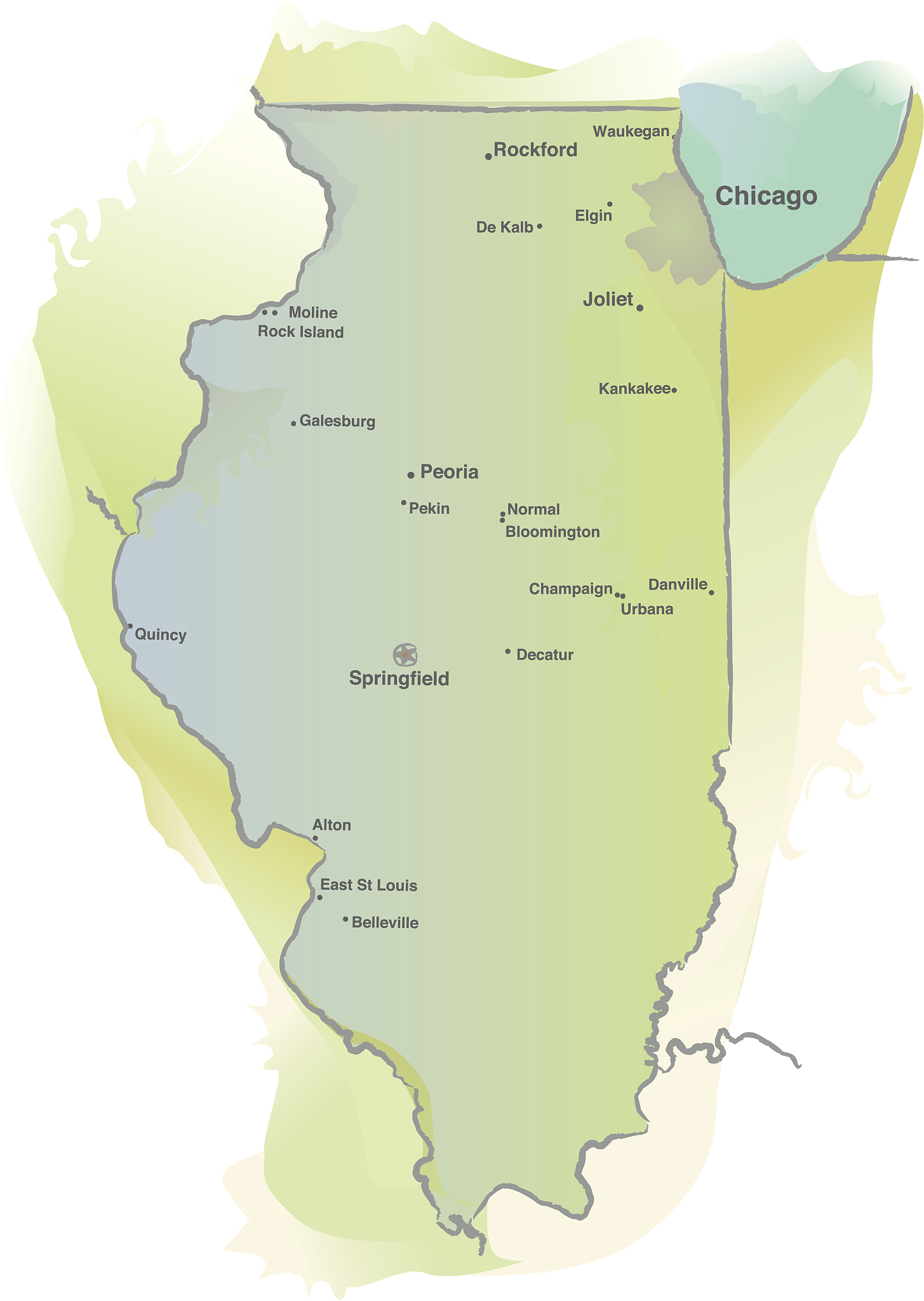map of illinois - watercolor style
