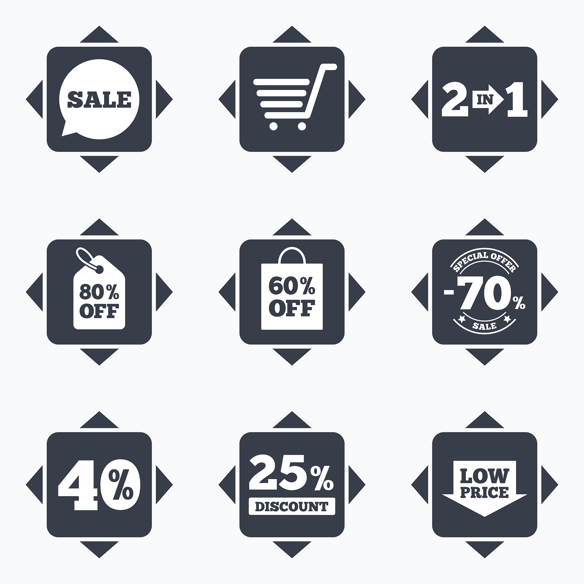 sale discounts icon shopping deal signs