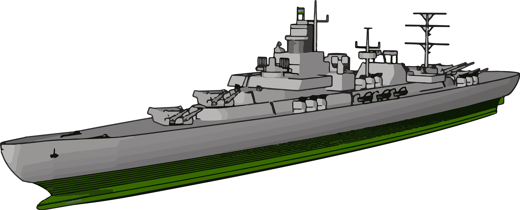 3d side view a military war ship on a white