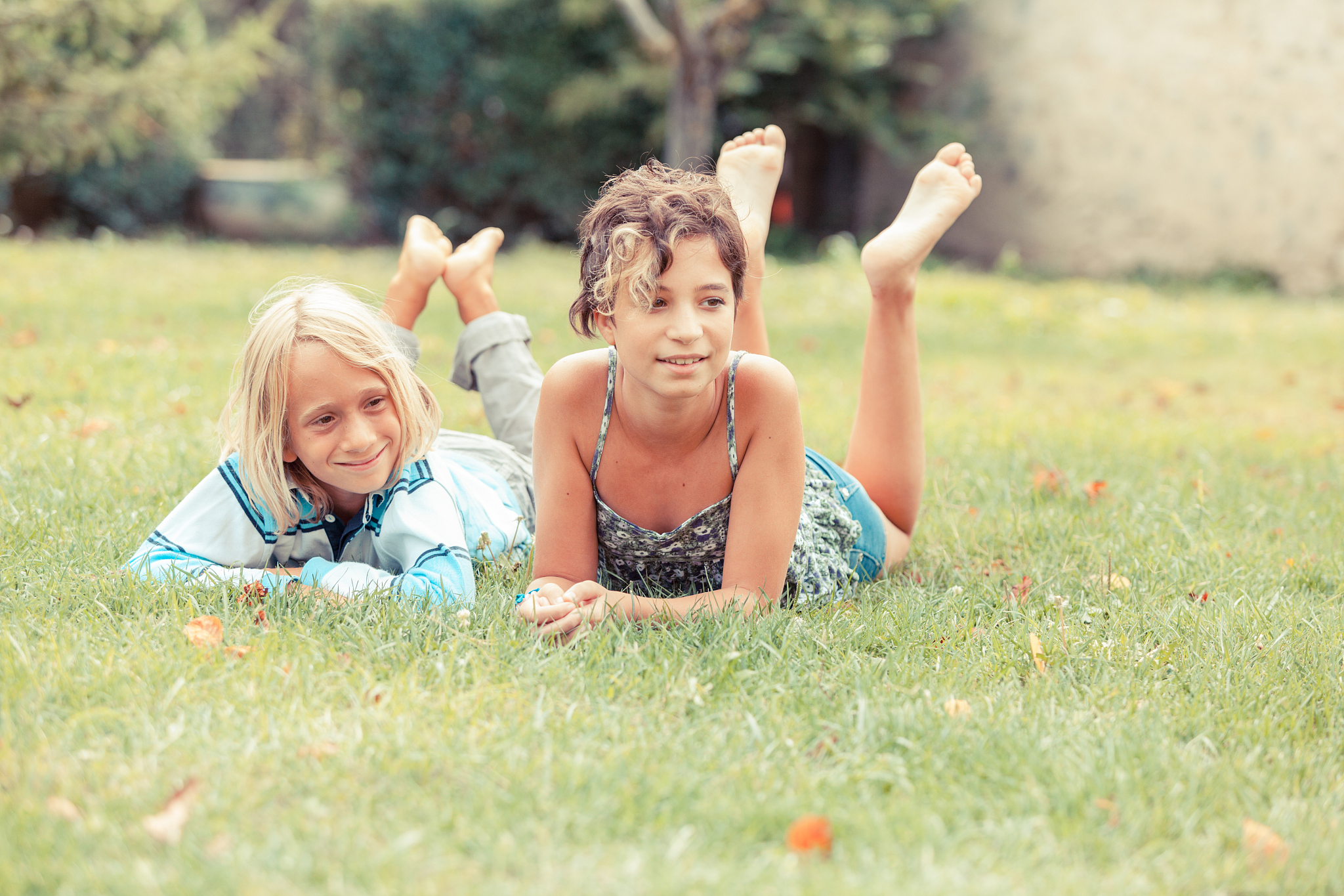 children on the grass