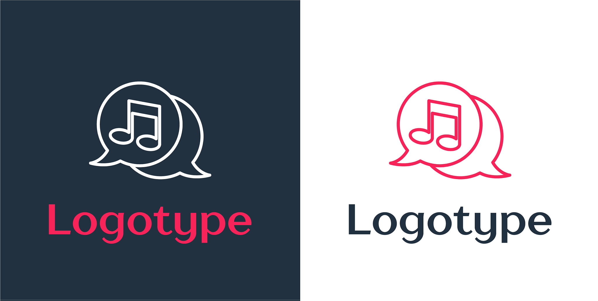 logotype line musical note in speech bubble icon