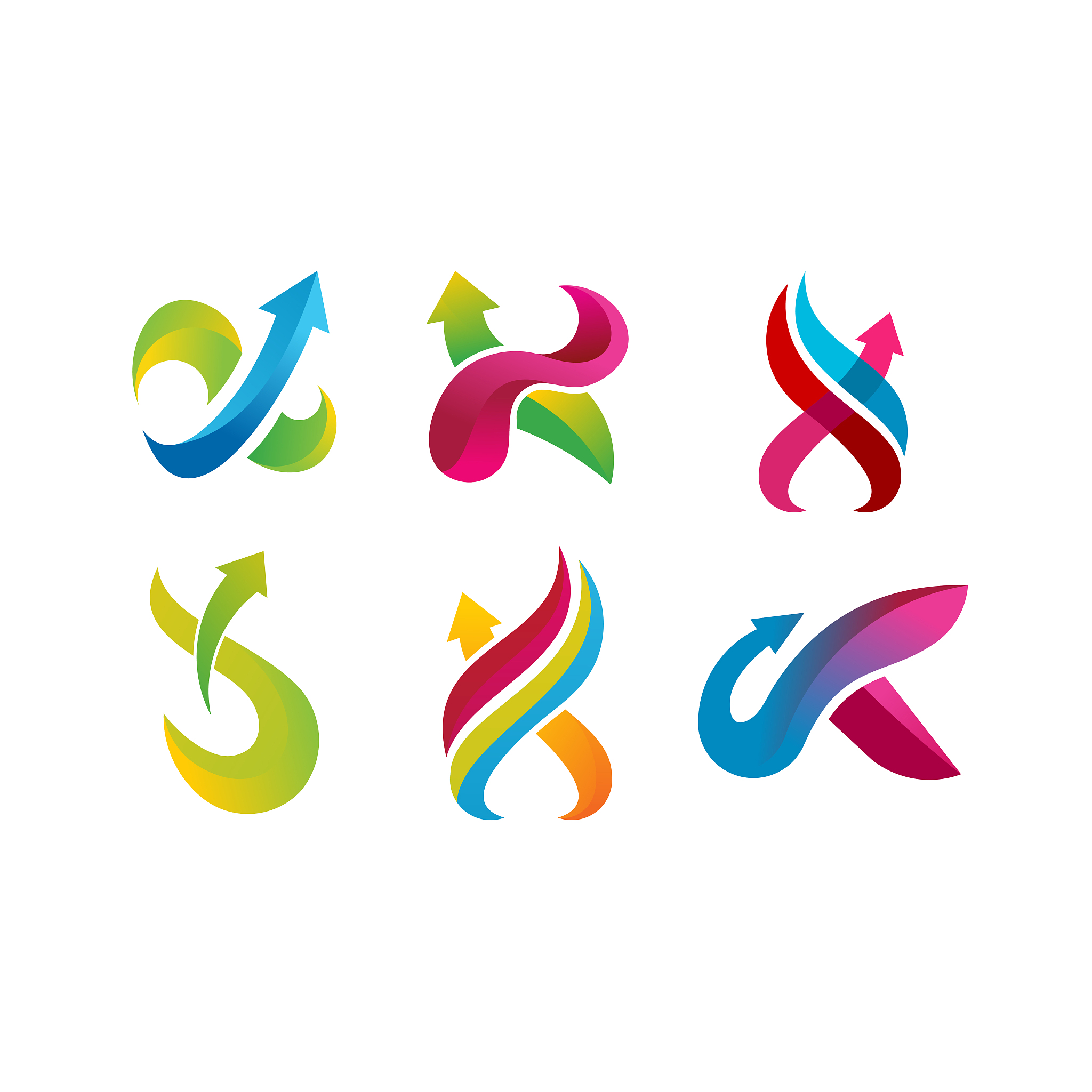 set of abstract x initial technology logo designs vector illustr
