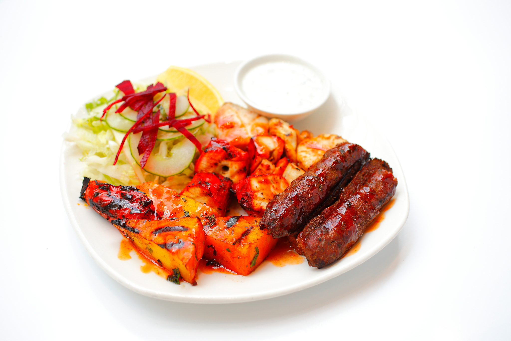 colourful indian food on a white background, no people