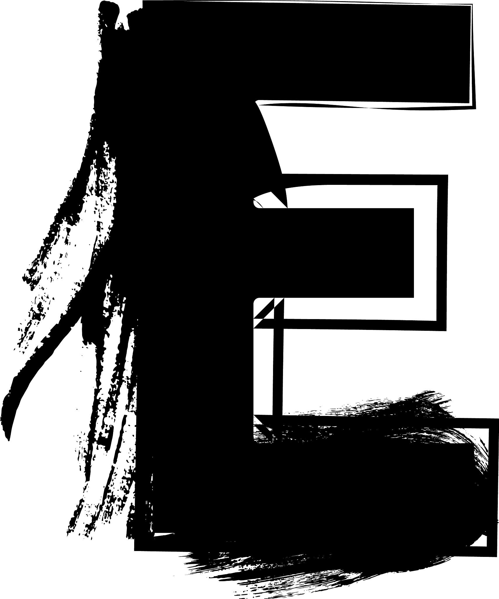 grunge font letter e