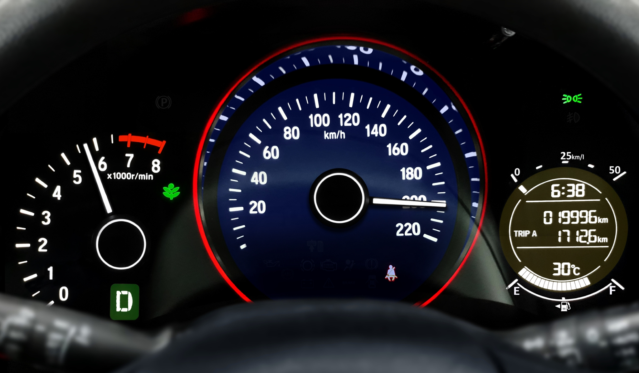car dashboard speedometer moving in high speed