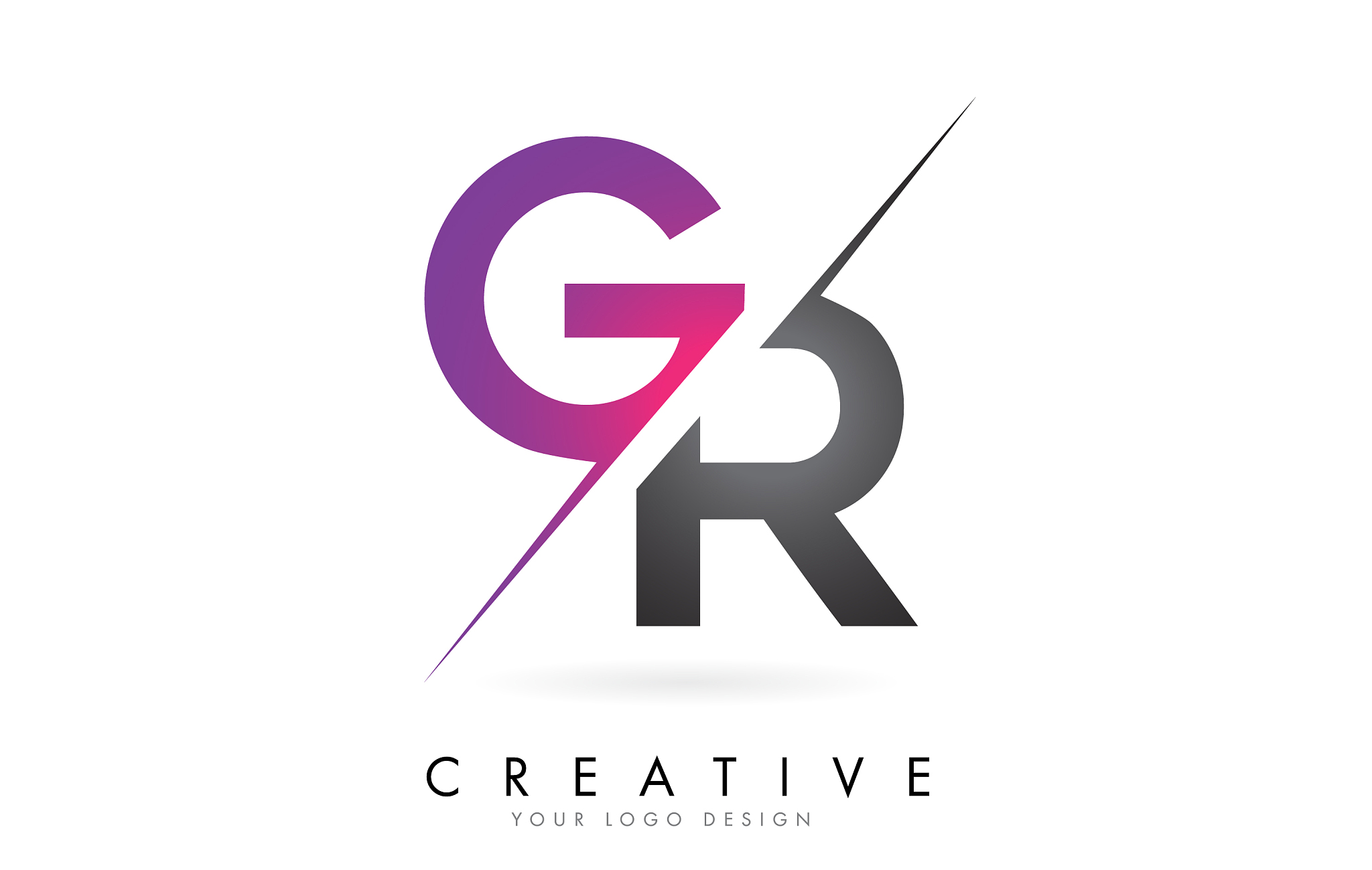 gr g r letter logo with color block design and
