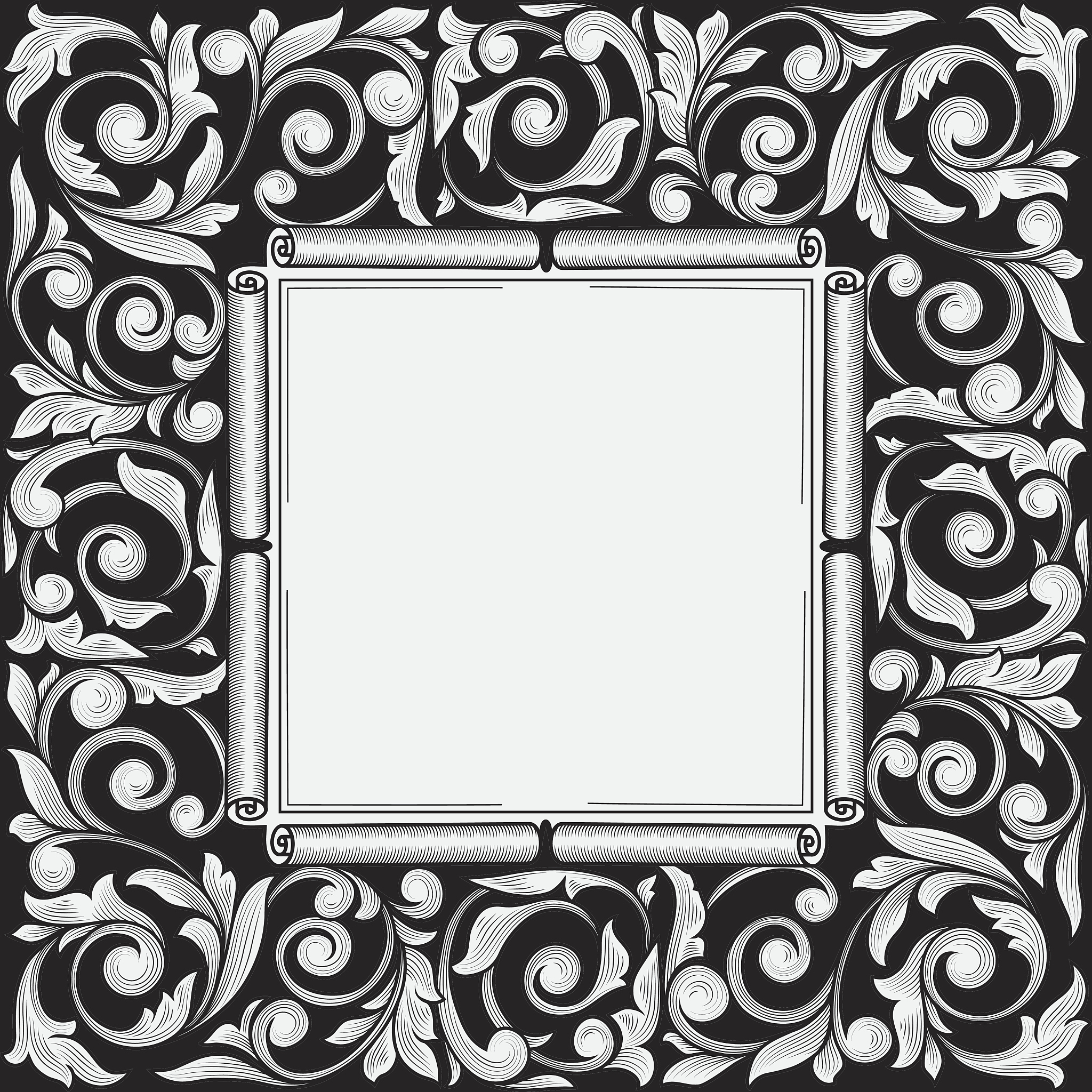 black and white vintage decorative frame