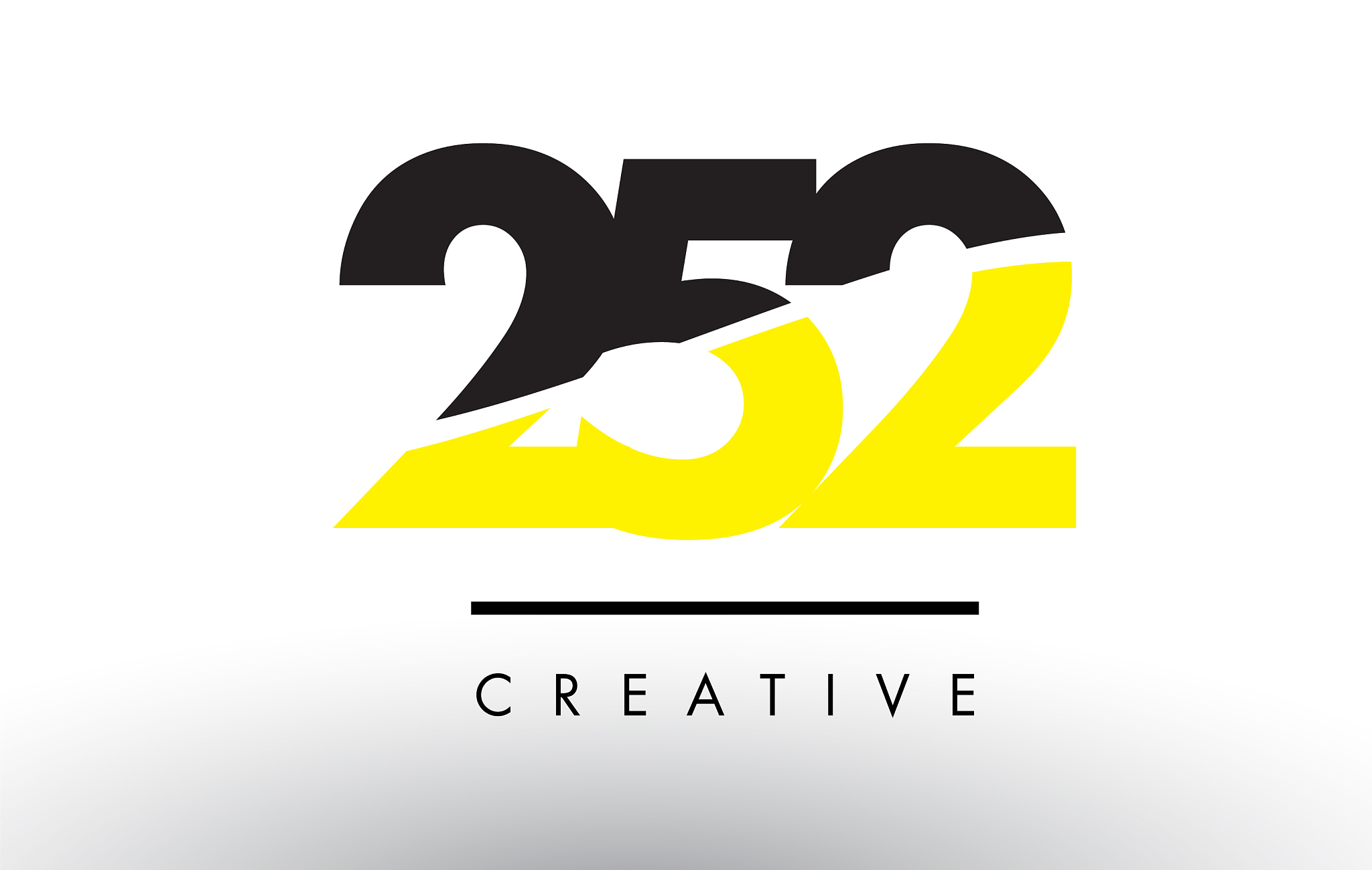 252 black and yellow number logo design