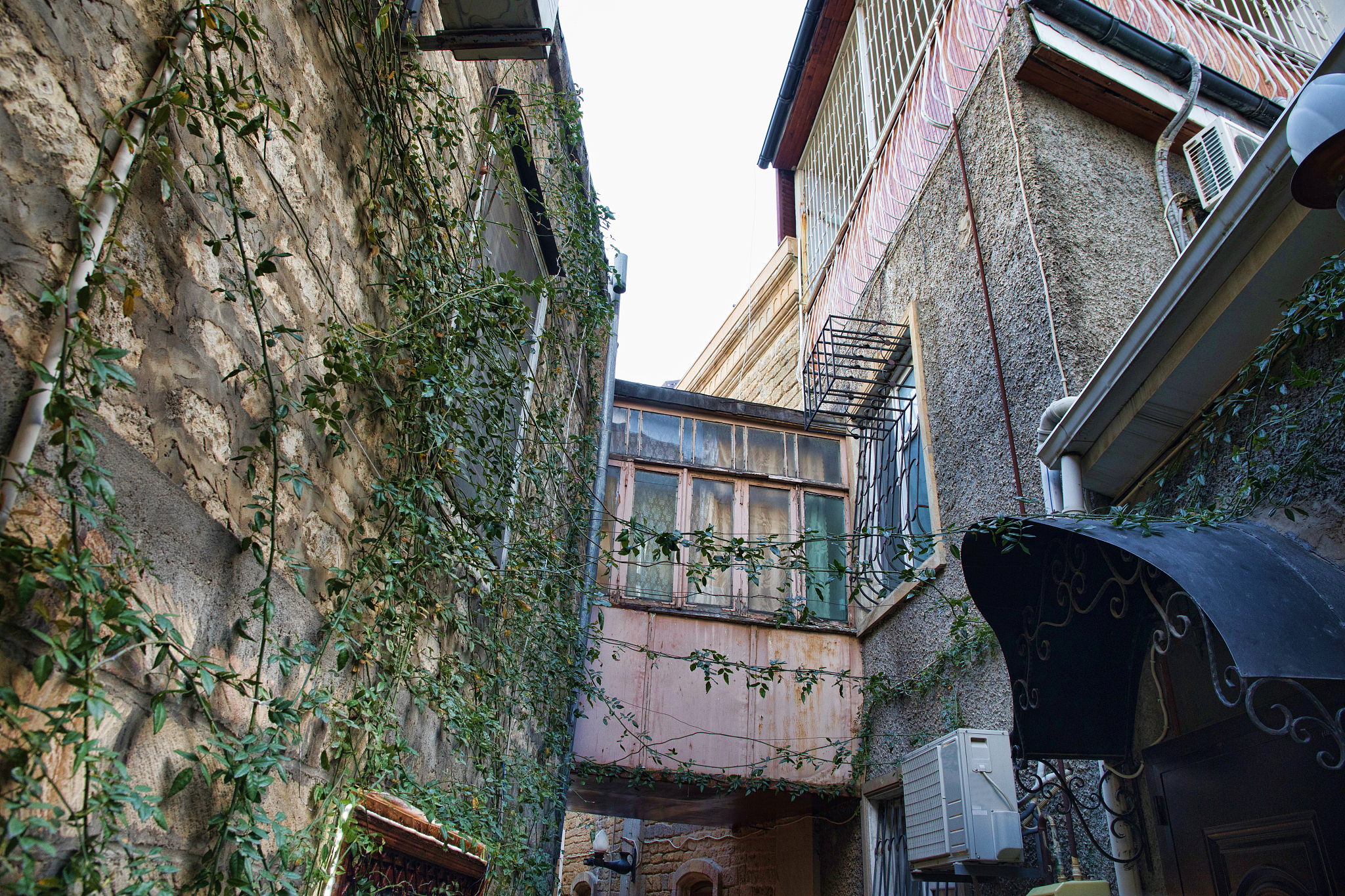 empty street in old city of baku, azerbaijan. old city baku. inn