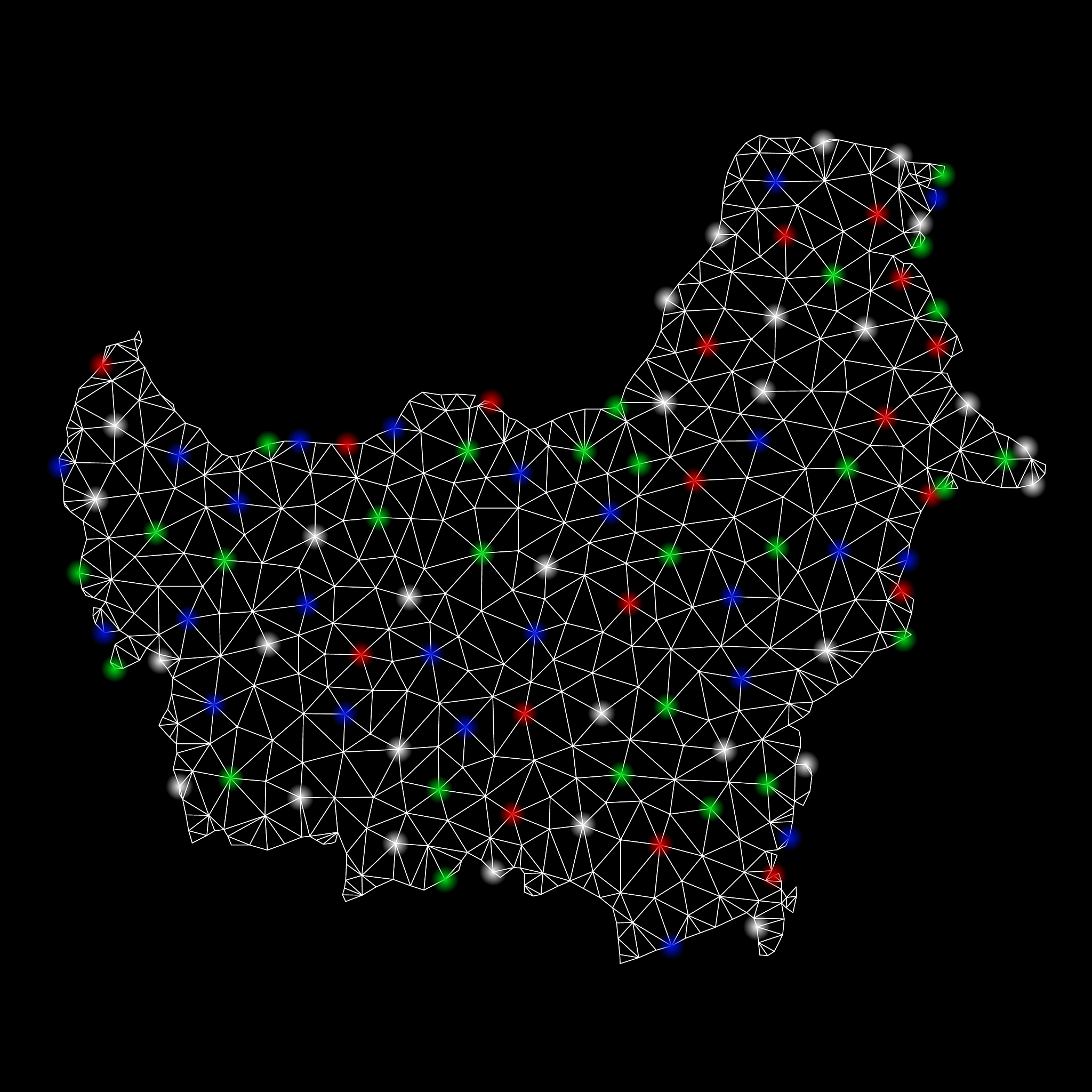 bright mesh 2d borneo map with light spots