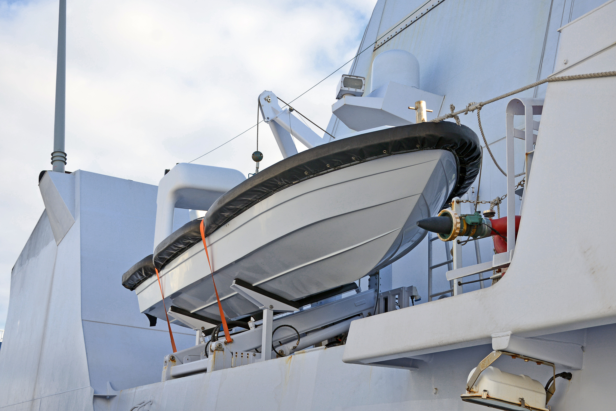 safe power boat on naval ship.