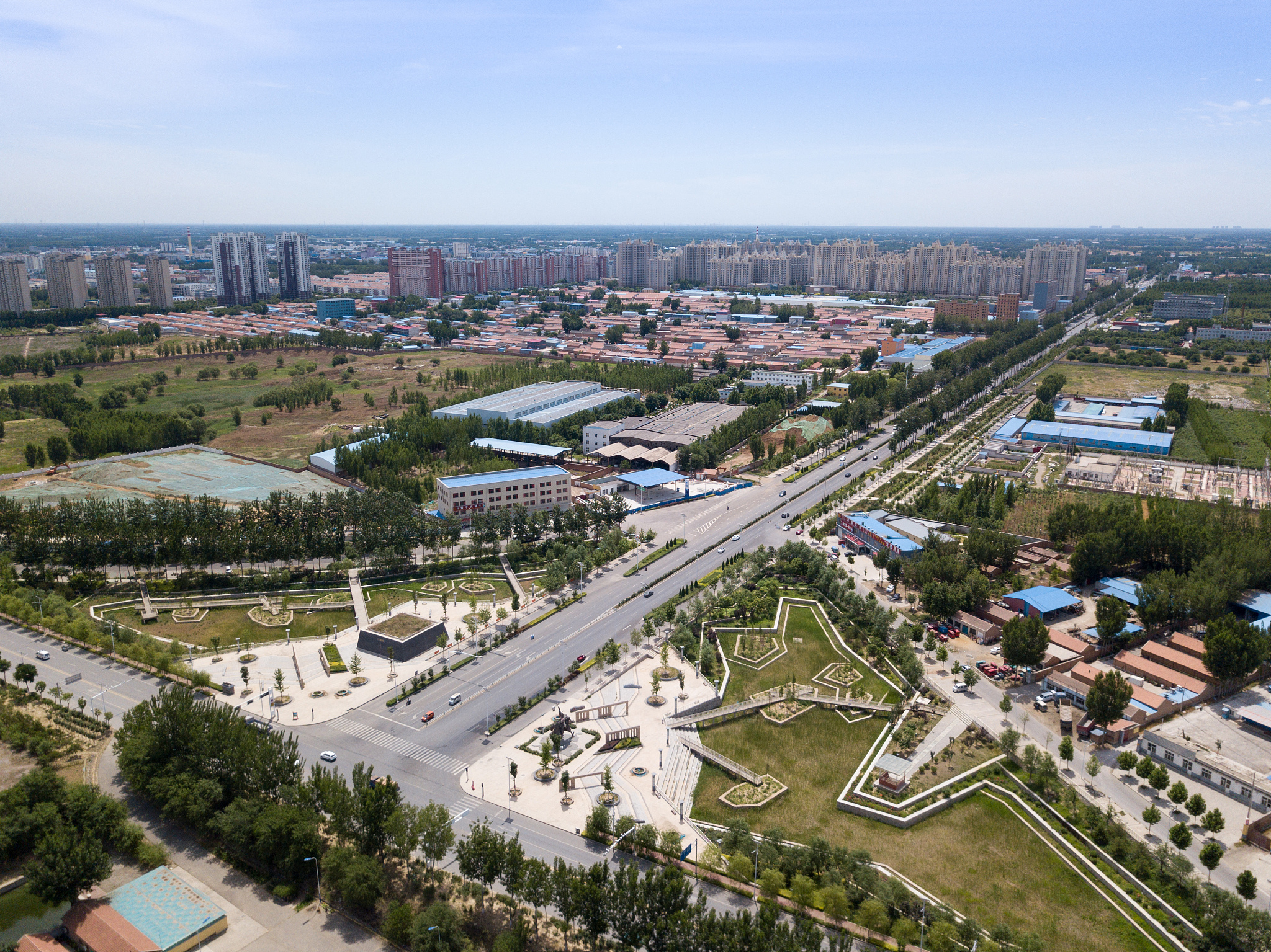 河北三河:市中心航拍