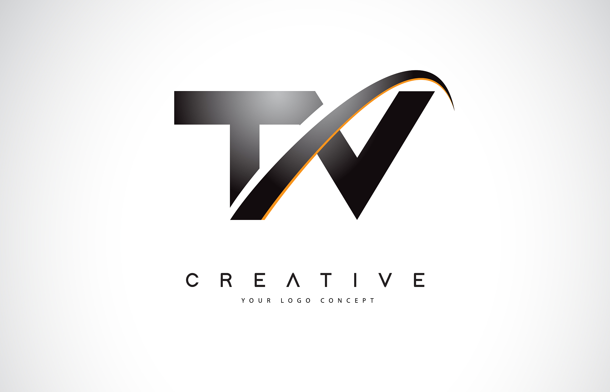 tv t v swoosh letter logo design with modern