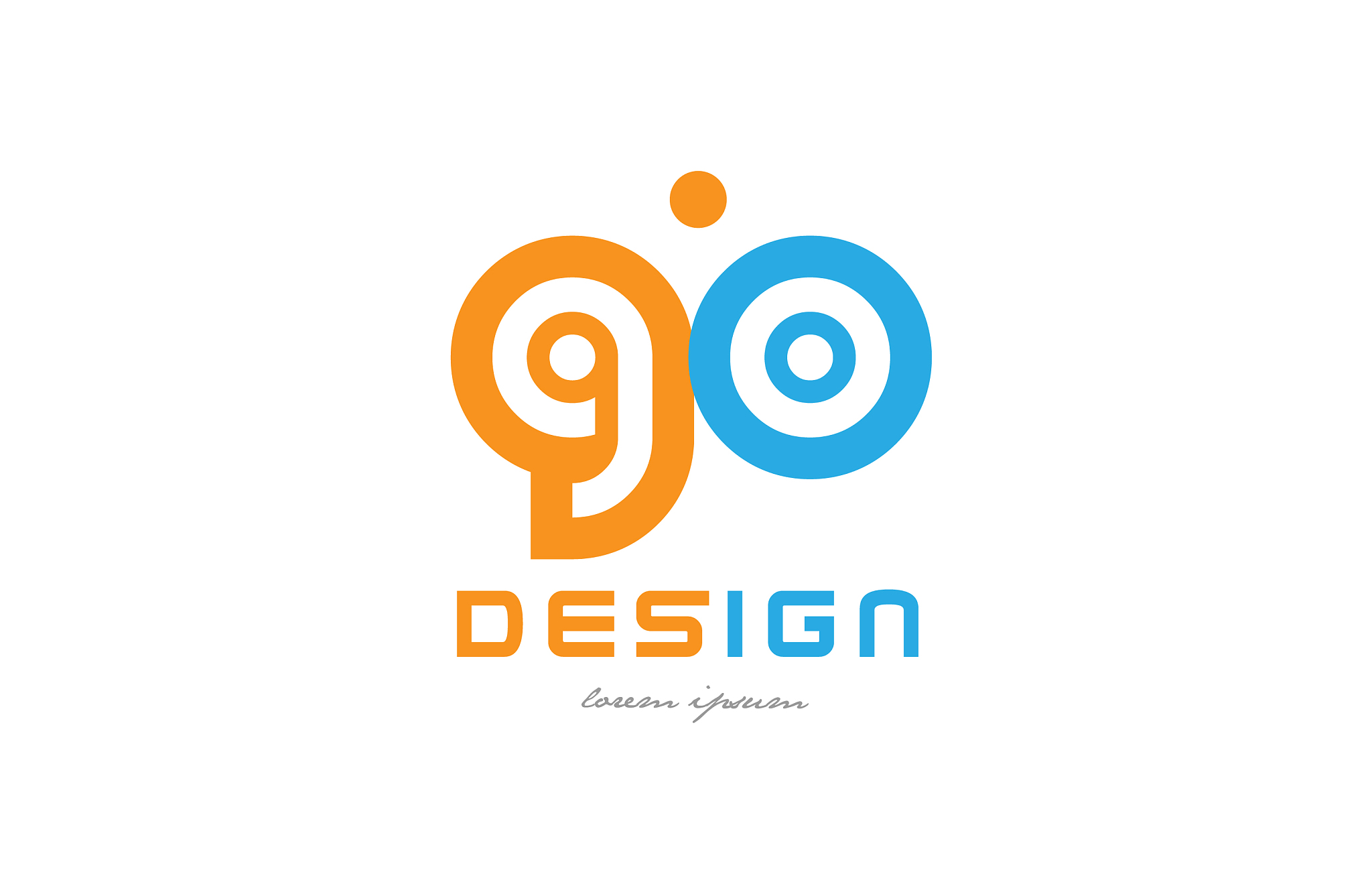 go g o orange blue alphabet letter logo